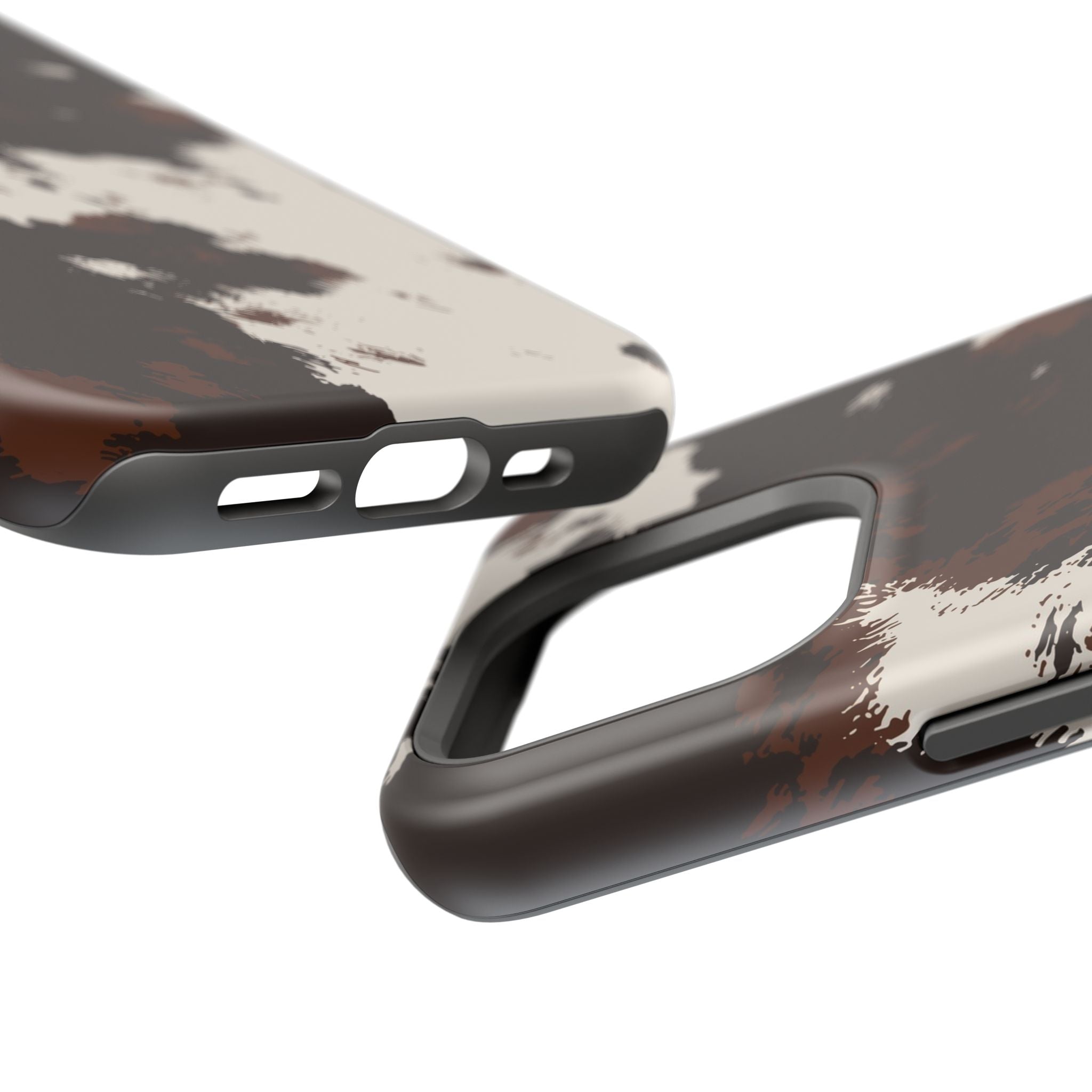 Cowhide Print Impact Phone Case — Brown & Cream Protective Cover