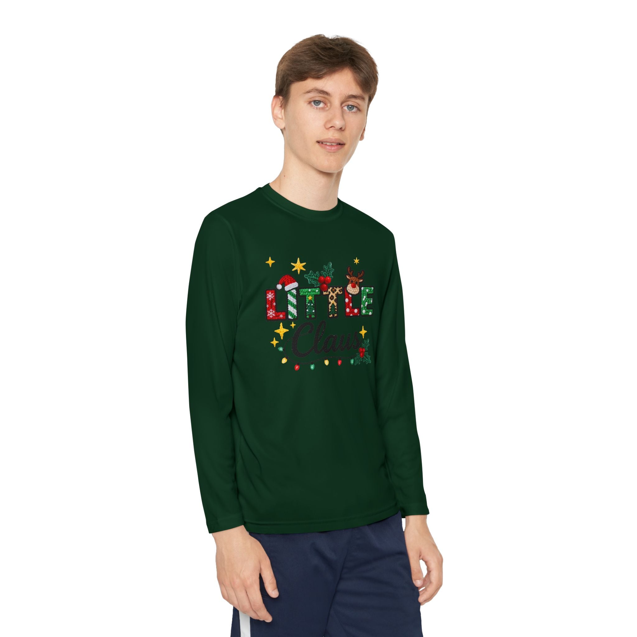 Youth Long Sleeve Tee - "Little Claus" Christmas Kids Shirt