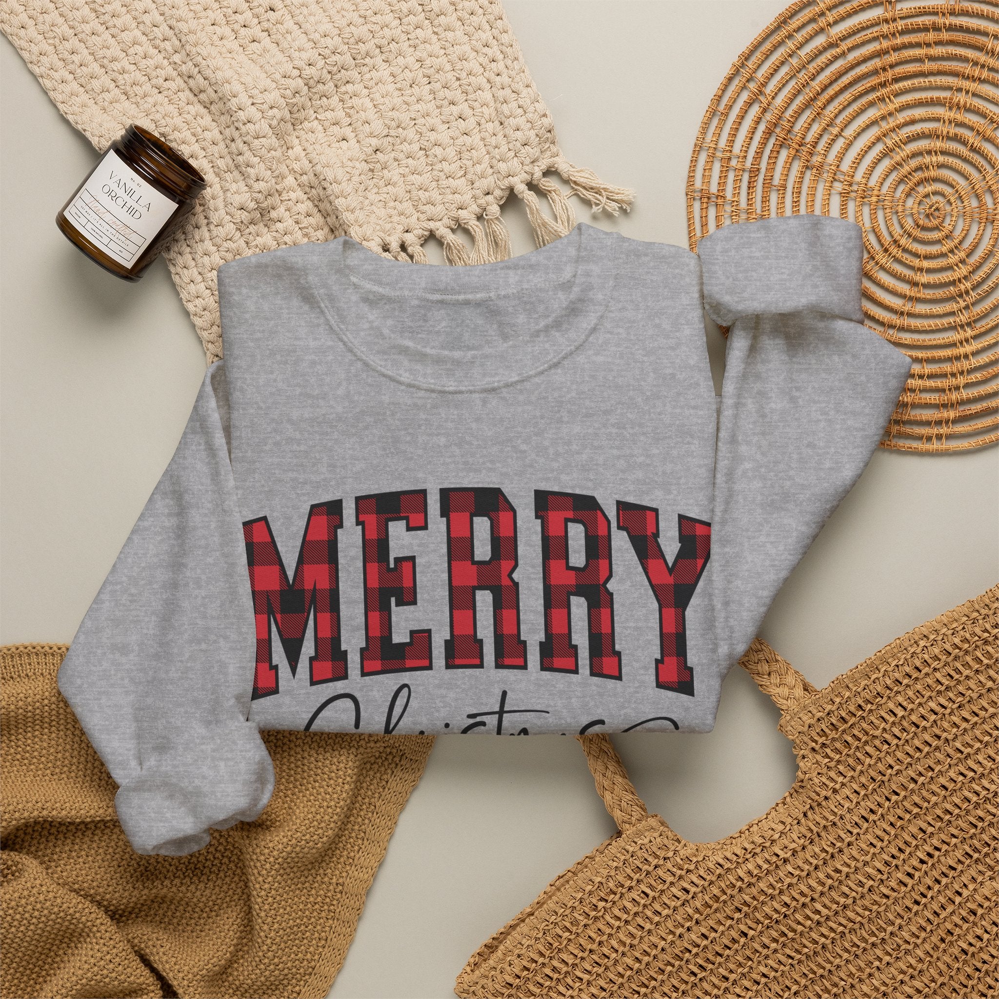 Christmas Plaid "Merry Christmas" Crewneck Sweatshirt