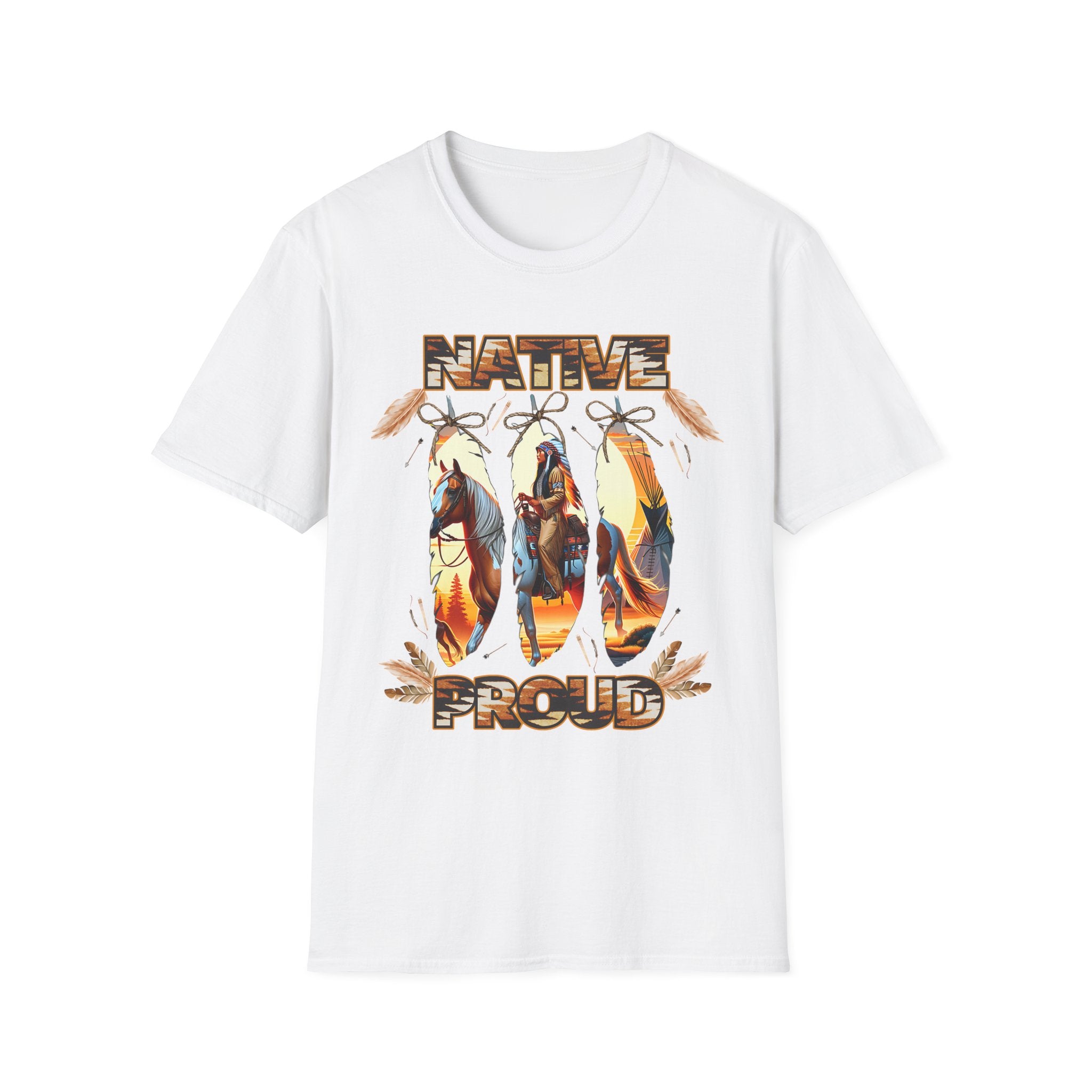 Native Proud T-Shirt — Tribal Feather Graphic Tee