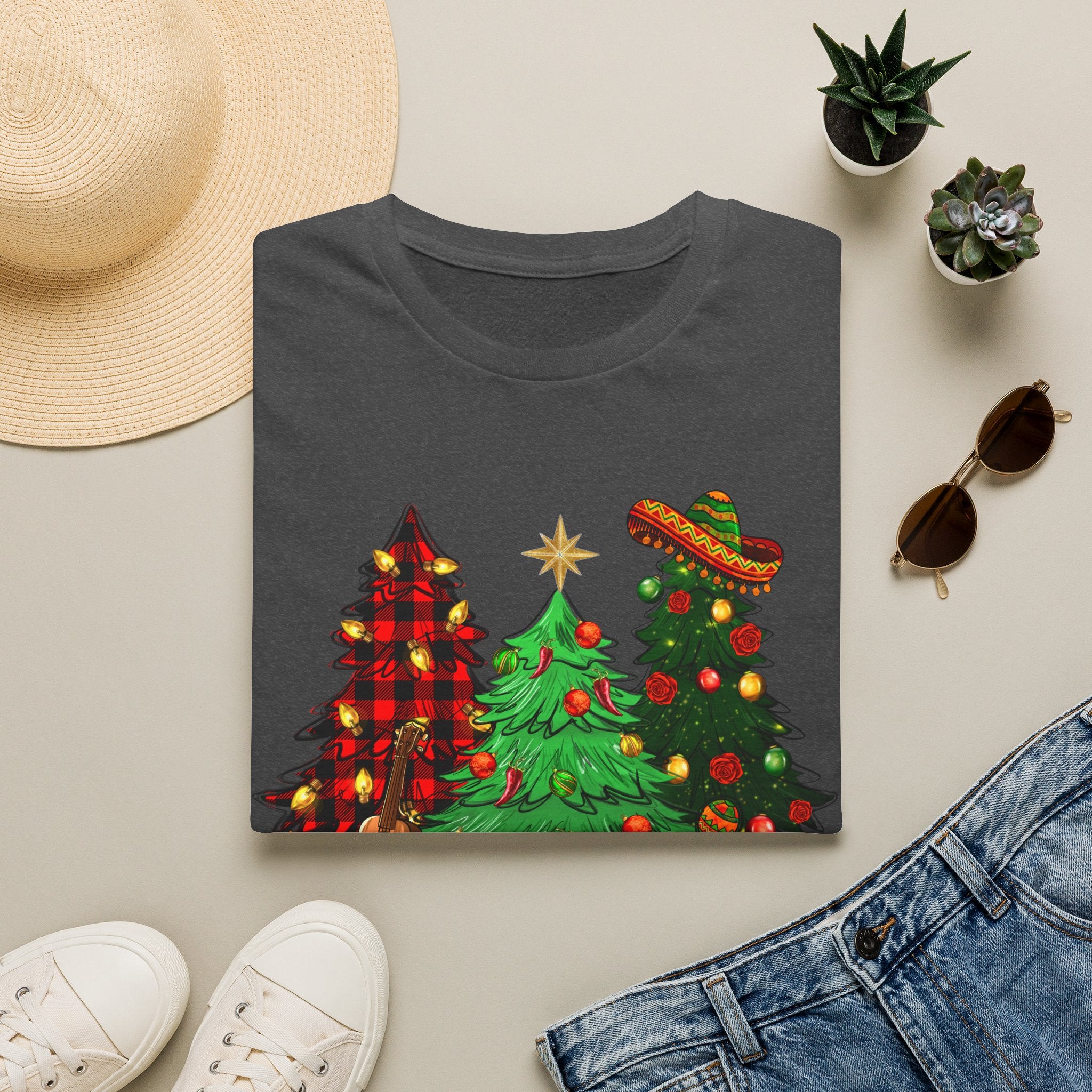 Feliz Navidad Christmas Trees T-Shirt — Festive Mexican Holiday Tee