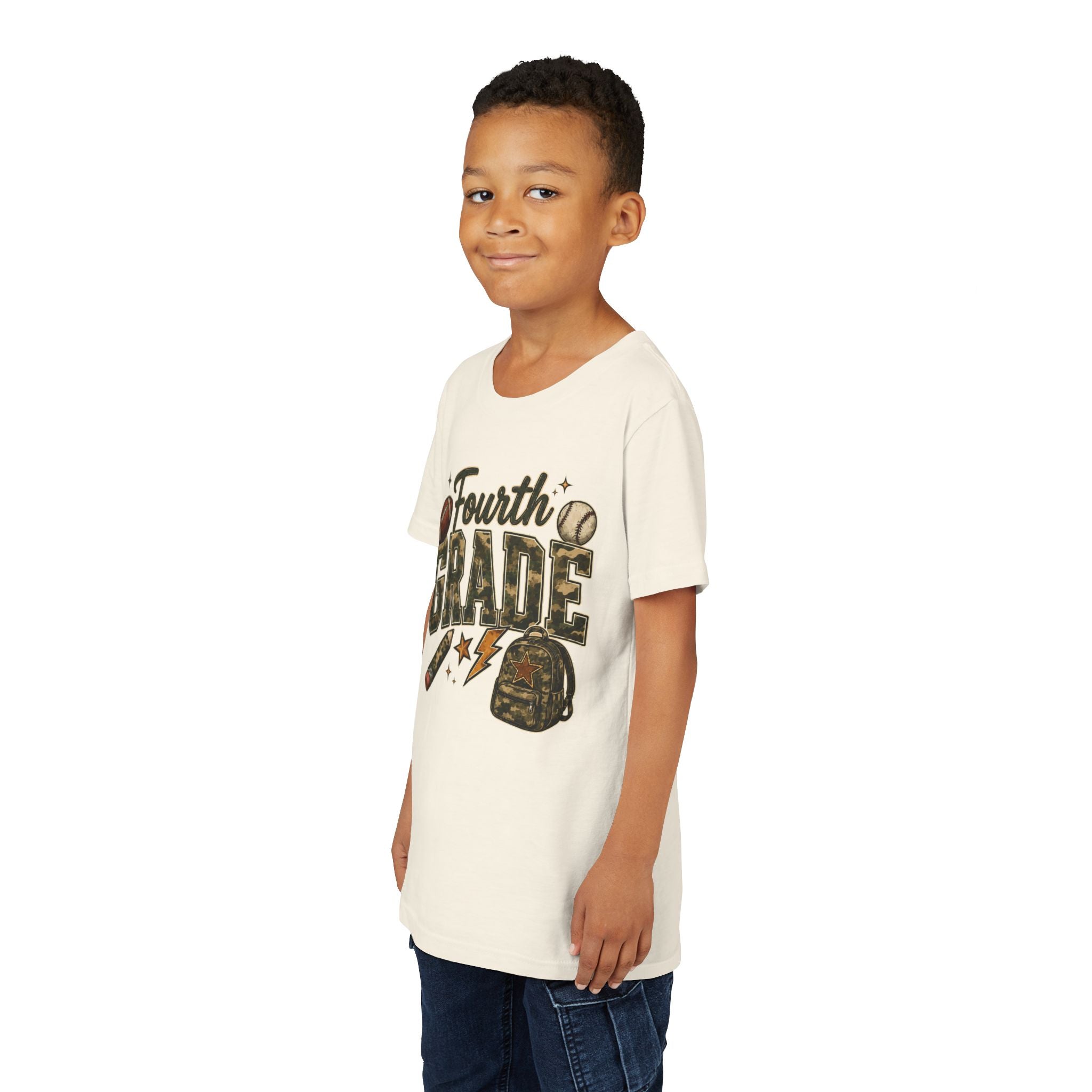 Fourth Grade Kids' T-Shirt – Back-to-School Sports & Backpack Design