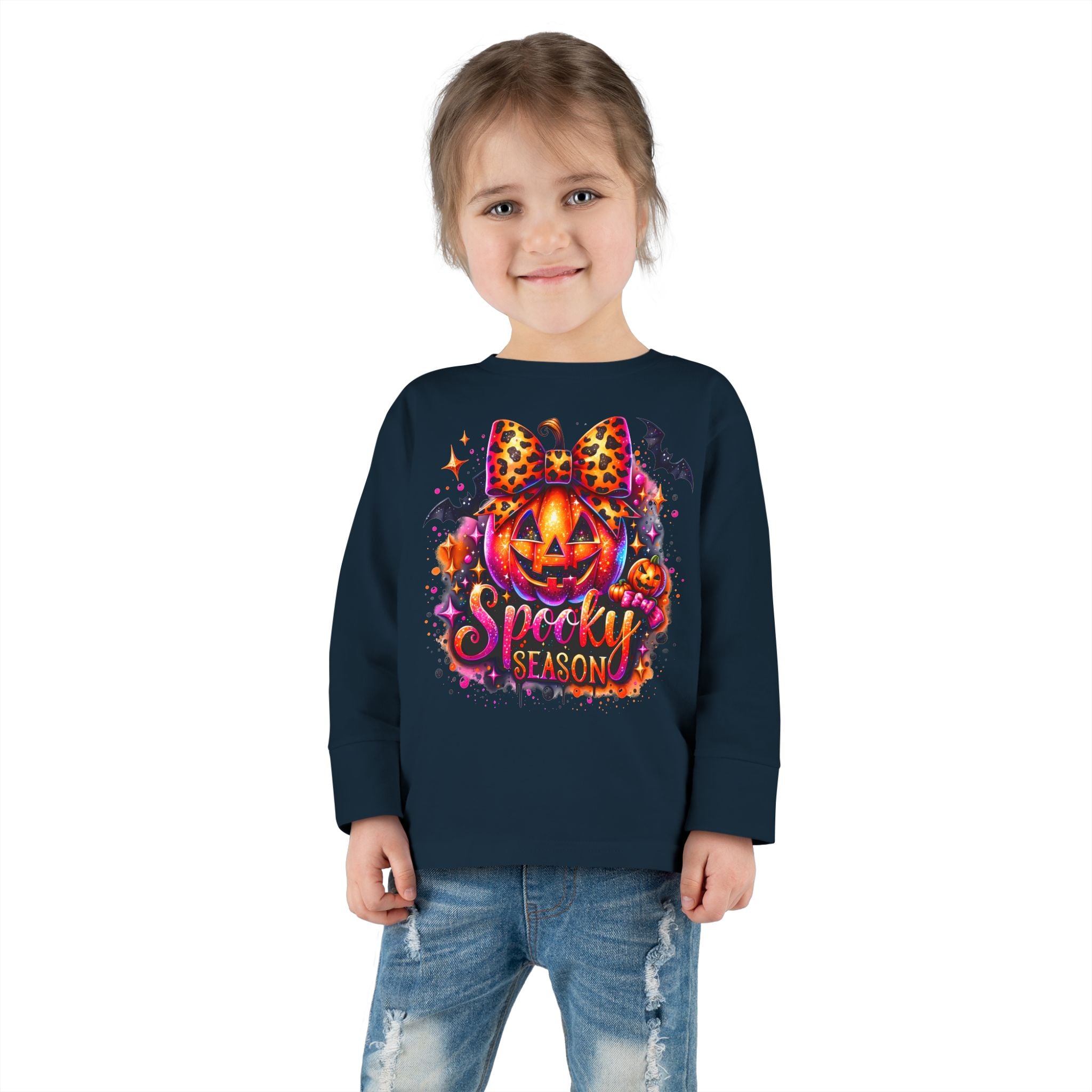 Toddler Long Sleeve Tee — "Spooky Season" Pumpkin Halloween Shirt