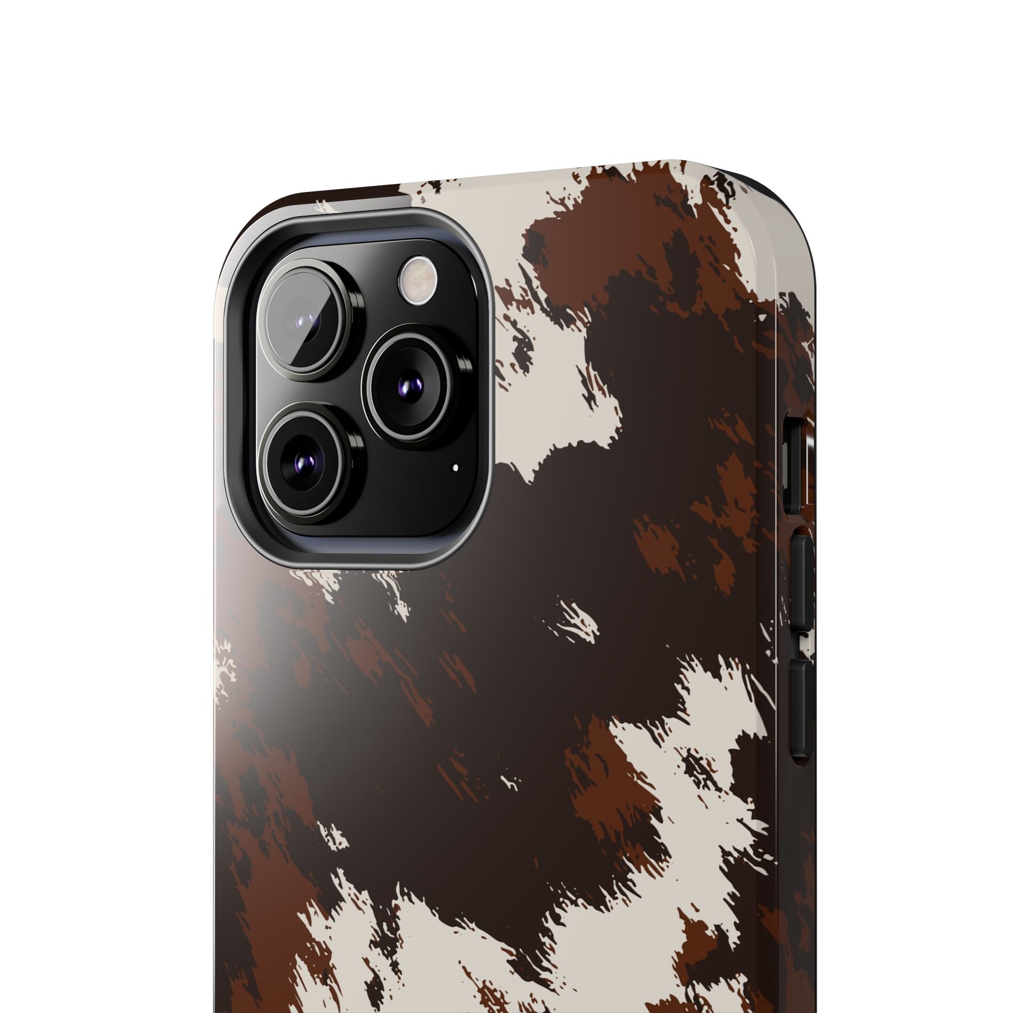 Cowhide Print Tough Phone Case — Brown & White Western Rugged Protection