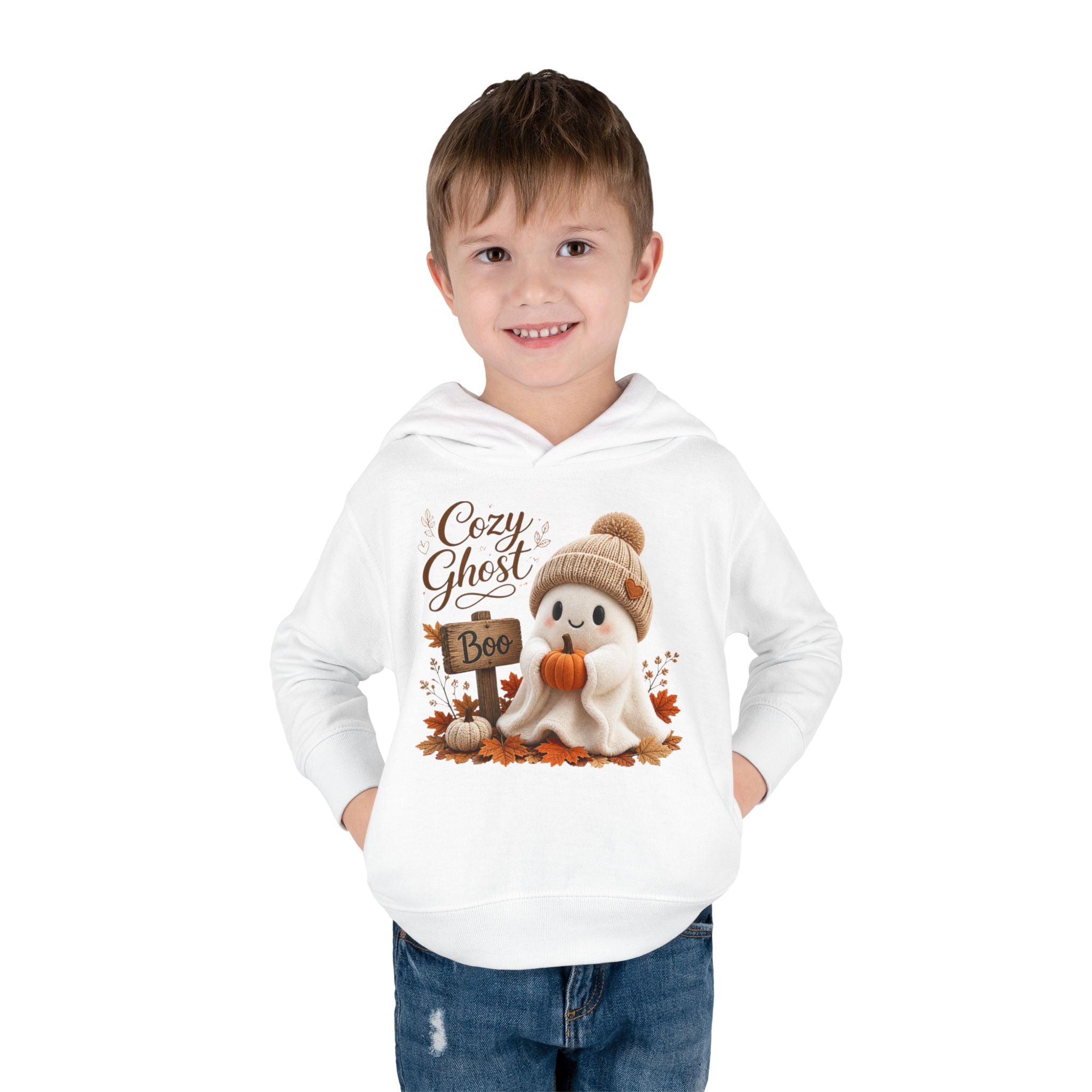 Toddler Hoodie – 'Cozy Ghost' Fall Halloween Pullover