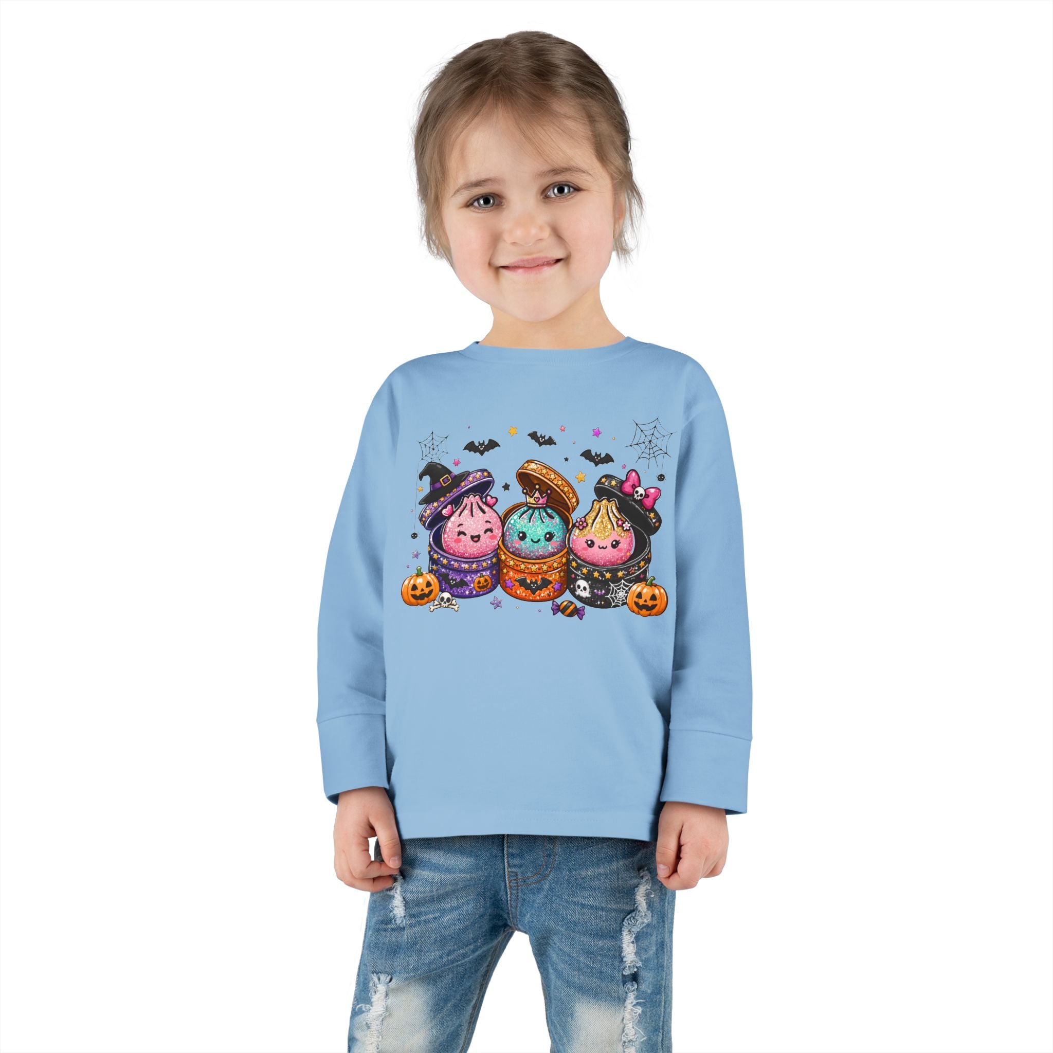 Toddler Long Sleeve Tee — Cute Halloween Cupcake Trio Costume Shirt