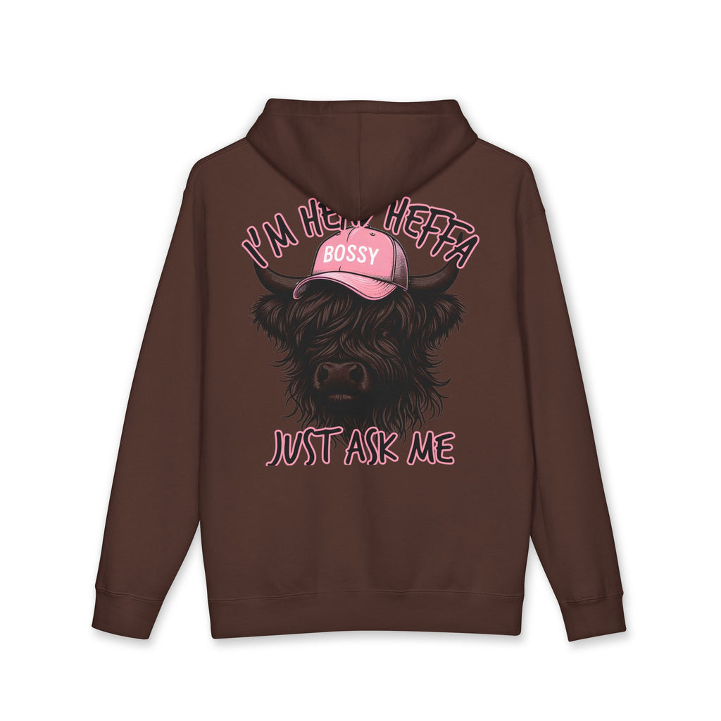 Bossy Heffa Hoodie — "I’m Her Heffa Just Ask Me" Highland Cow Pullover