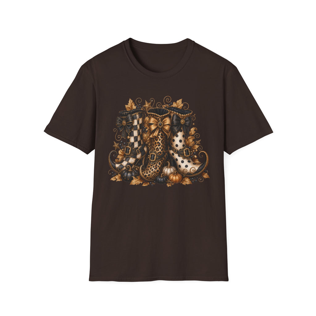 Leopard & Plaid Fall Boots Graphic T-Shirt