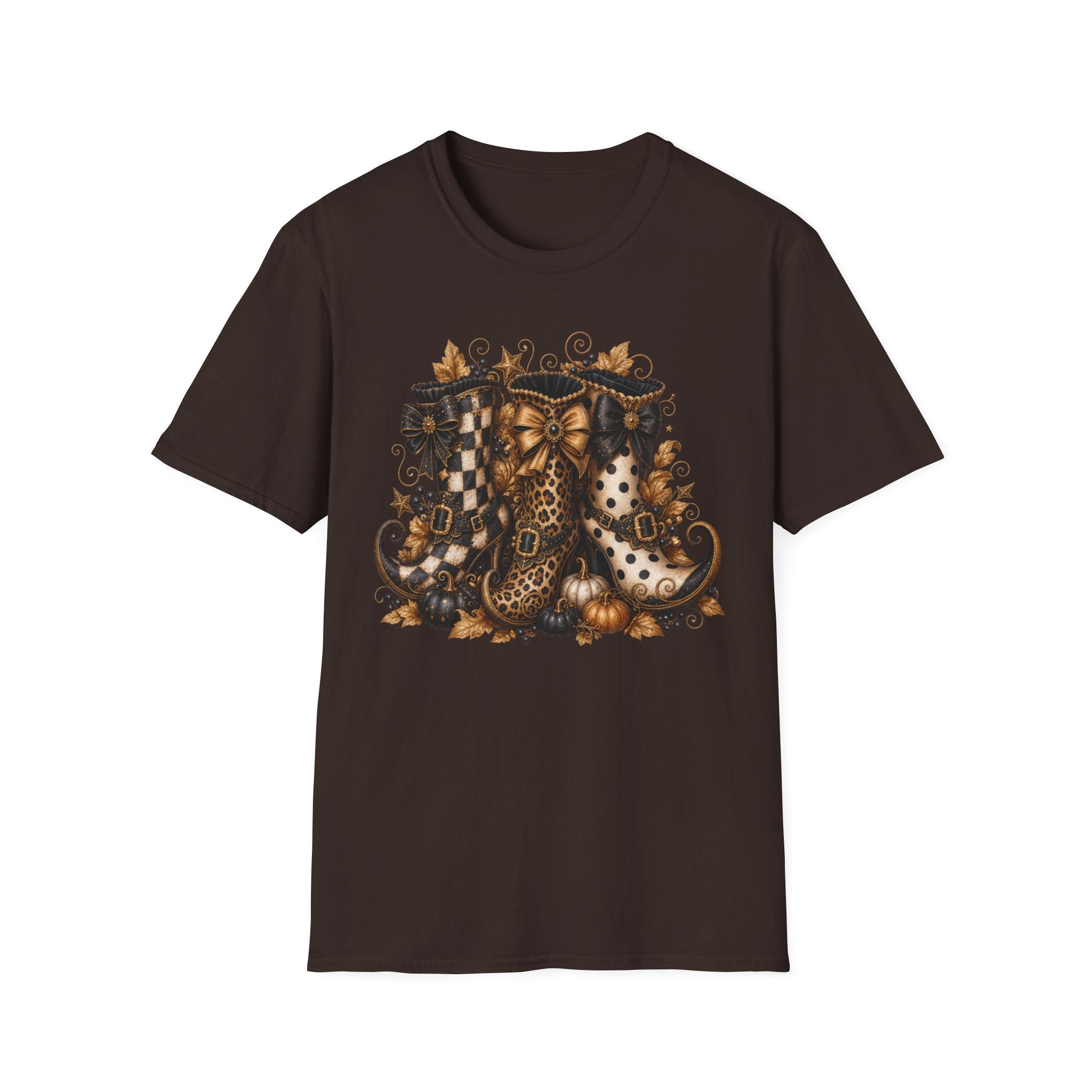 Leopard & Plaid Fall Boots Graphic T-Shirt