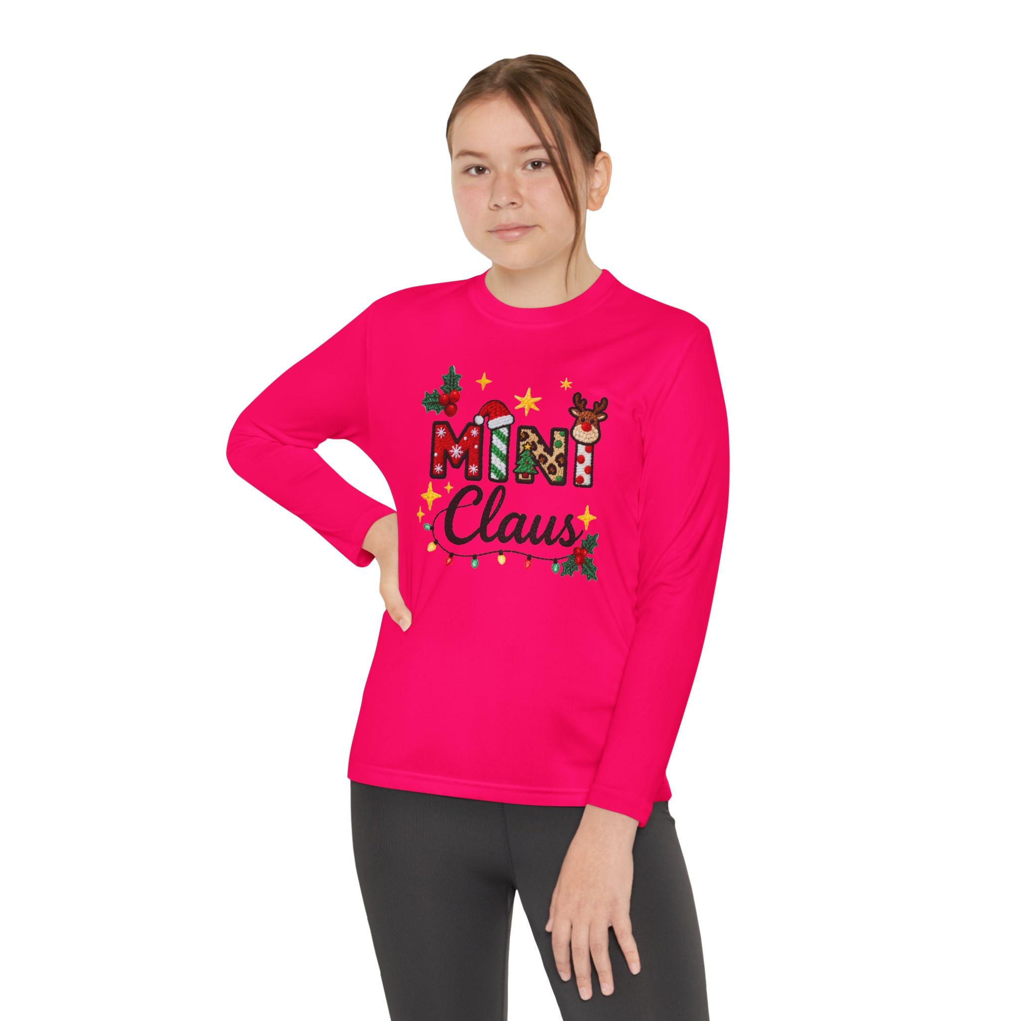Mini Claus Youth Long Sleeve Tee — Cute Kids Christmas Holiday Shirt