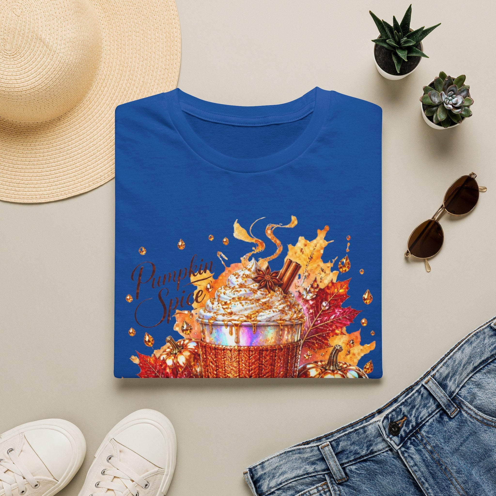 Pumpkin Spice Cup T-Shirt — Autumn Latte Fall Leaves Tee