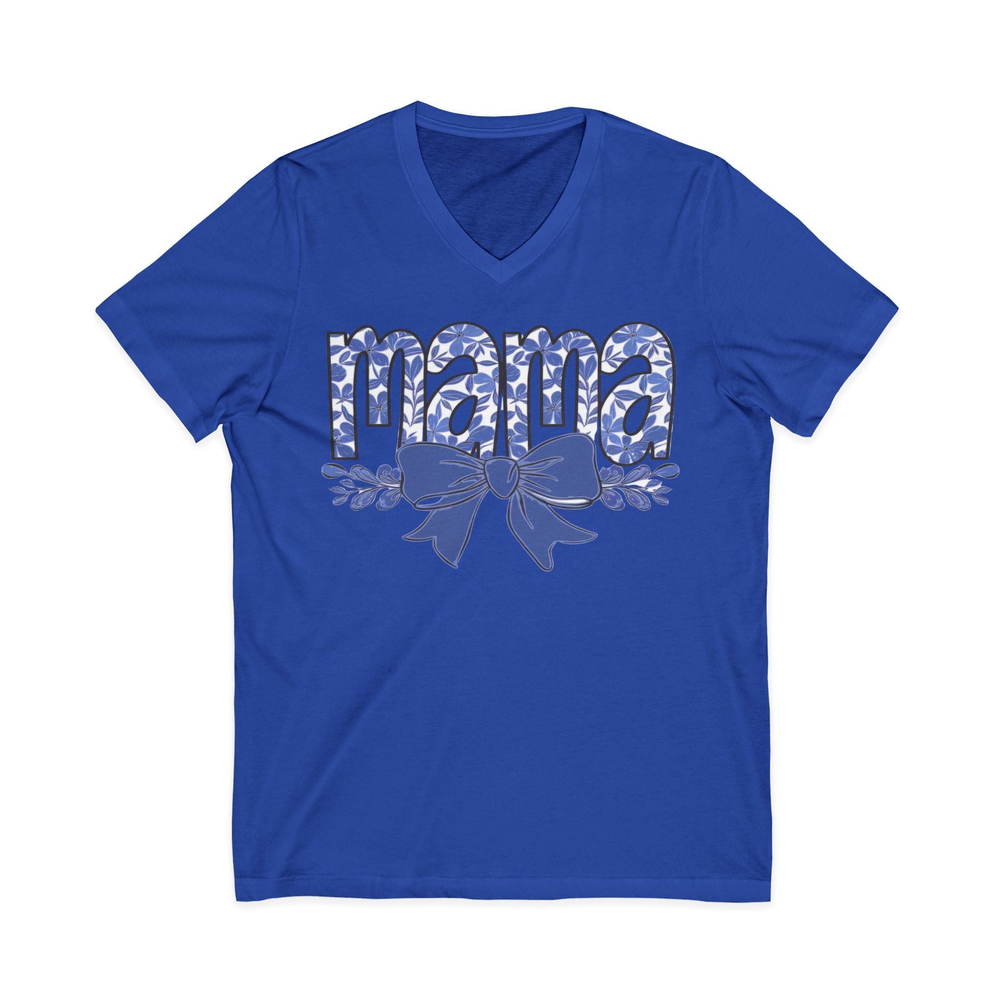 Mama Floral Bow V-Neck Tee — Mothers Day Gift Tee