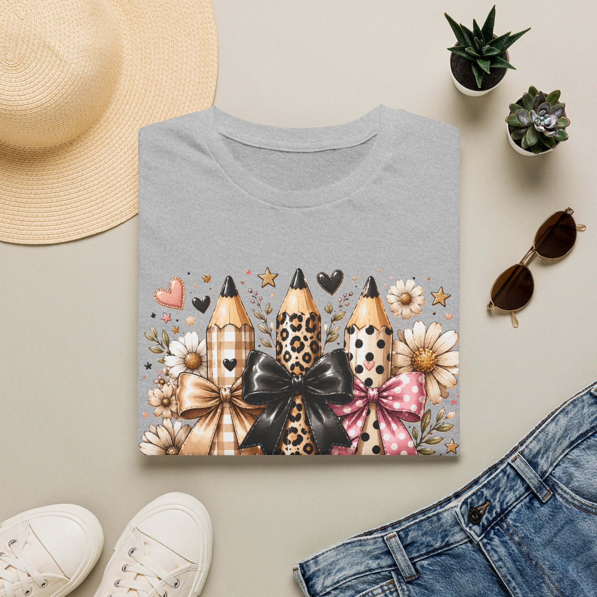 Teacher Pencil Trio Graphic T-Shirt — Leopard & Bow Back-to-School Tee