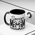 Soccer Mom Accent Coffee Mug — Black Interior & Handle, Soccer Ball Graphic