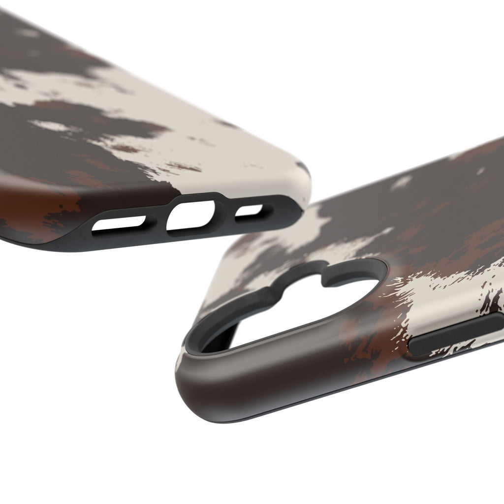 Cowhide Print Impact Phone Case — Brown & Cream Protective Cover