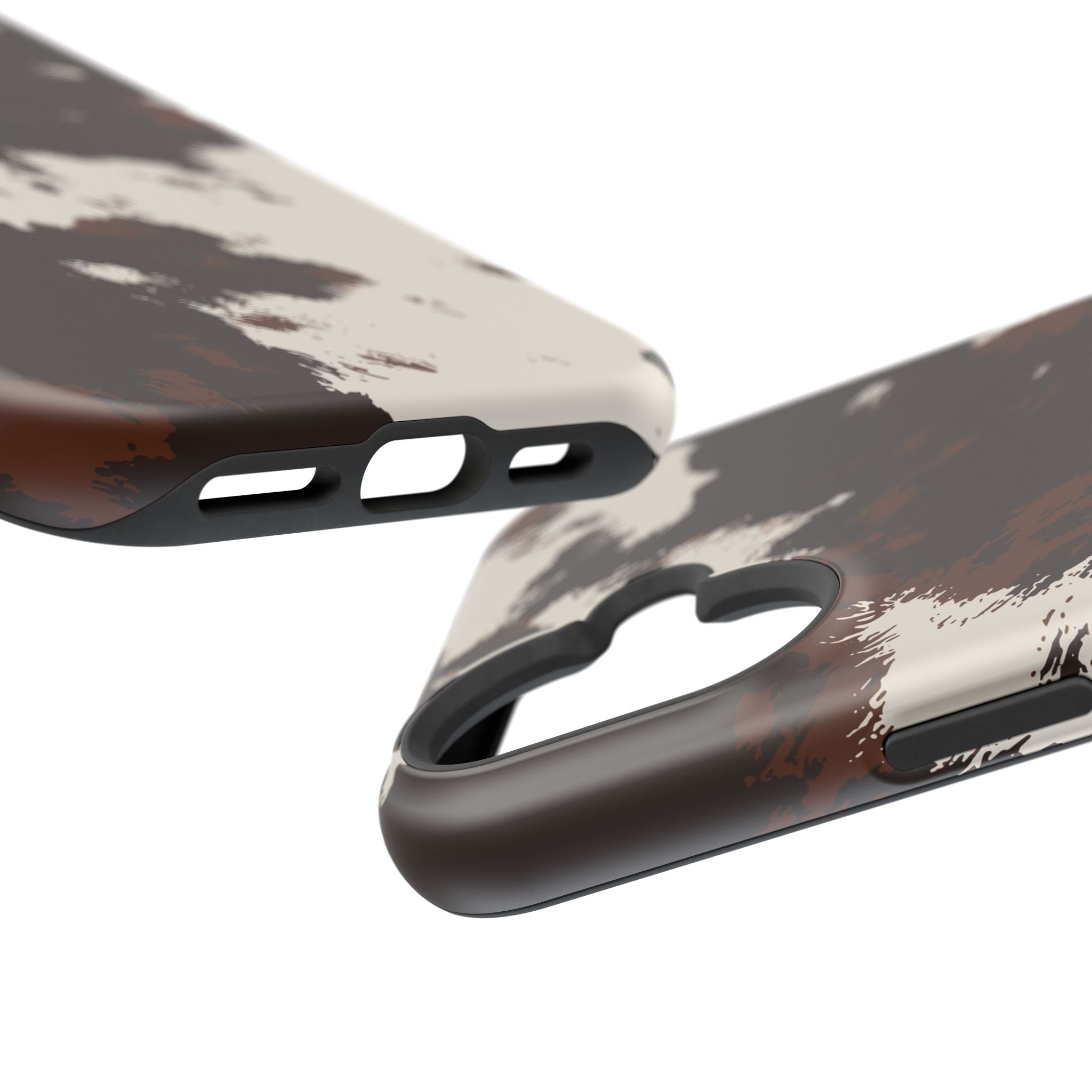 Cowhide Print Impact Phone Case — Brown & Cream Protective Cover