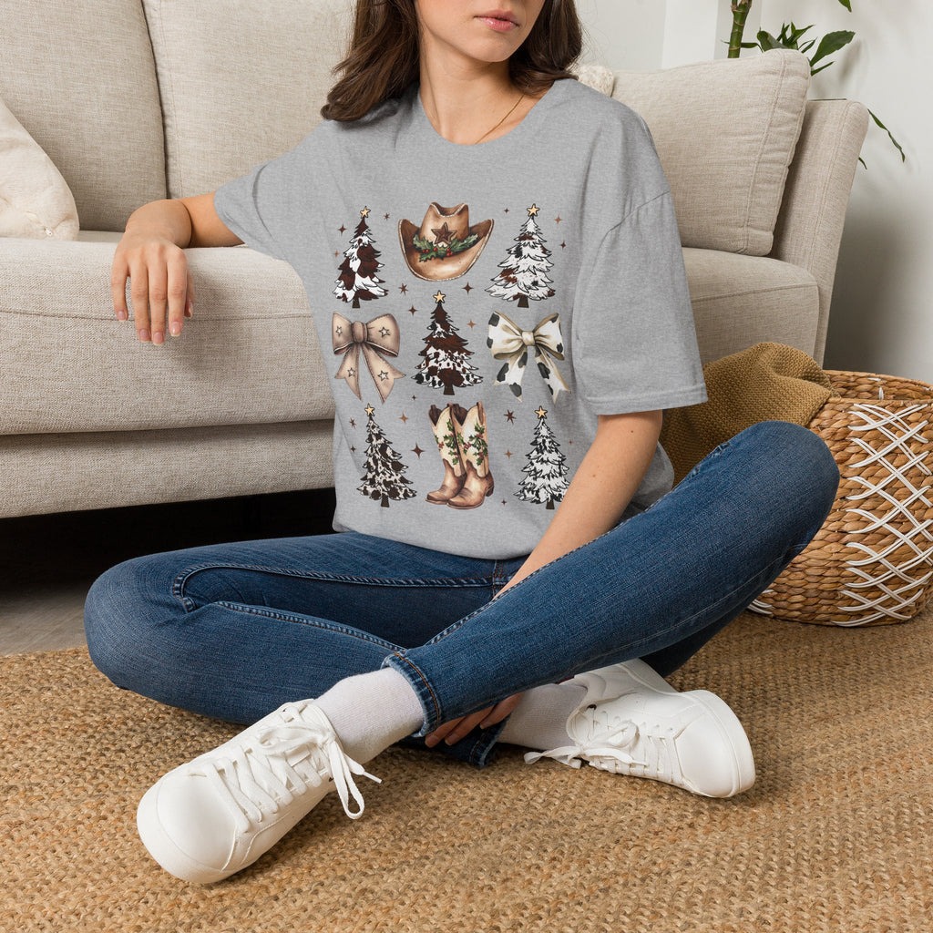 Western Christmas Tee — Cowboy Hat & Boots Holiday Shirt