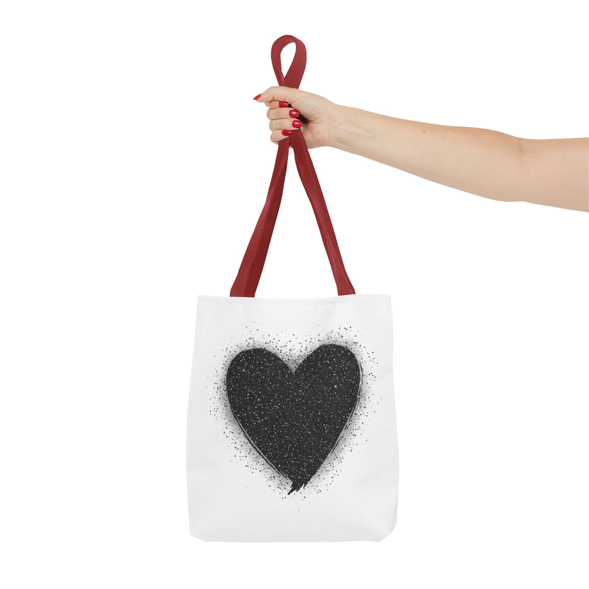 Black Spray Heart Tote Bag – Chic Graphic Canvas Tote for Everyday Use