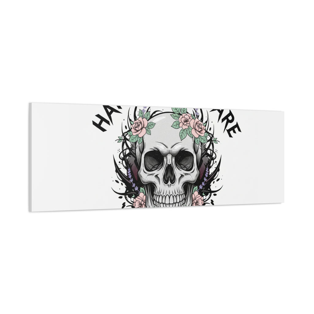Harder Self-Care Skull Canvas | Heavy Metal Wellness, gothic wellness quote
