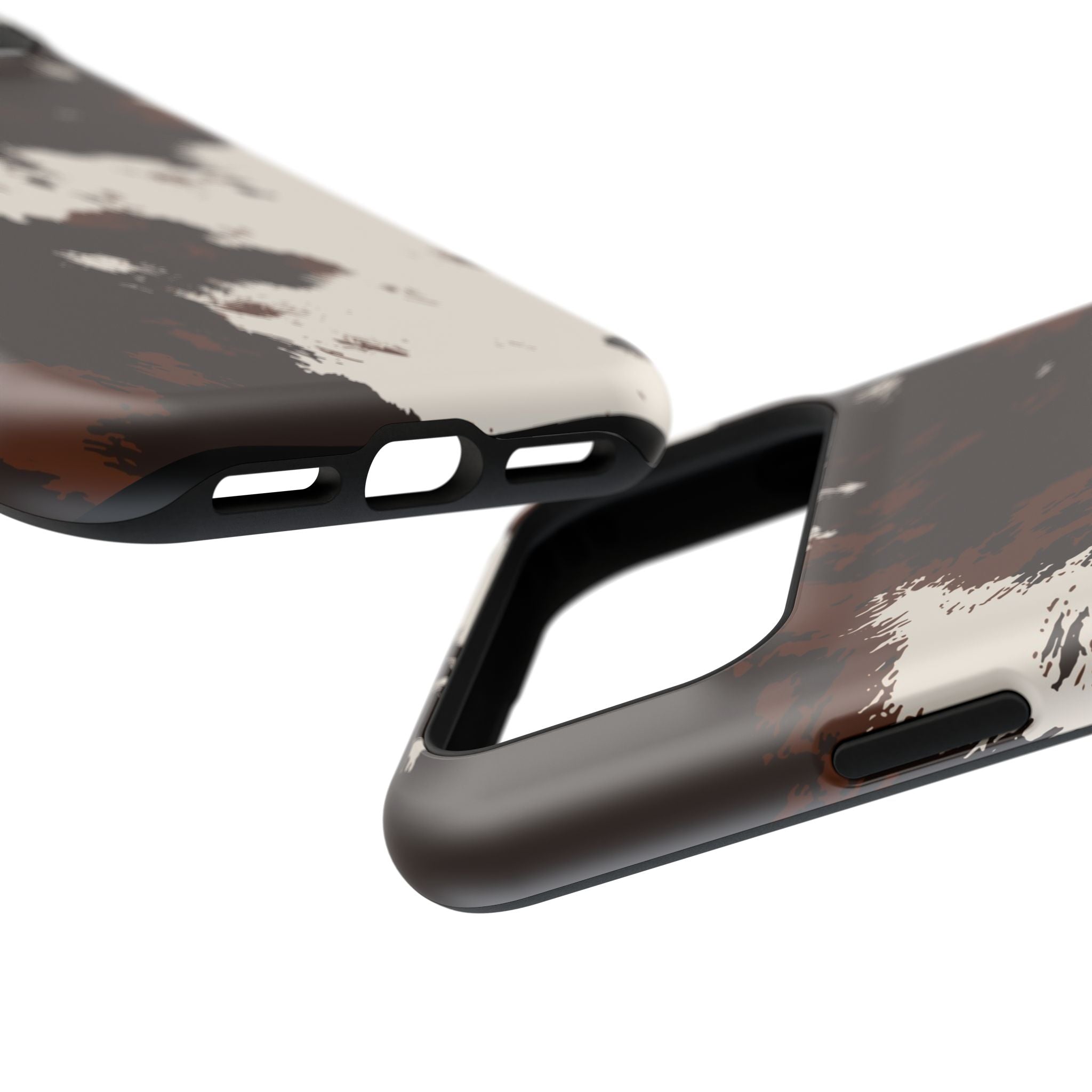 Cowhide Print Impact Phone Case — Brown & Cream Protective Cover