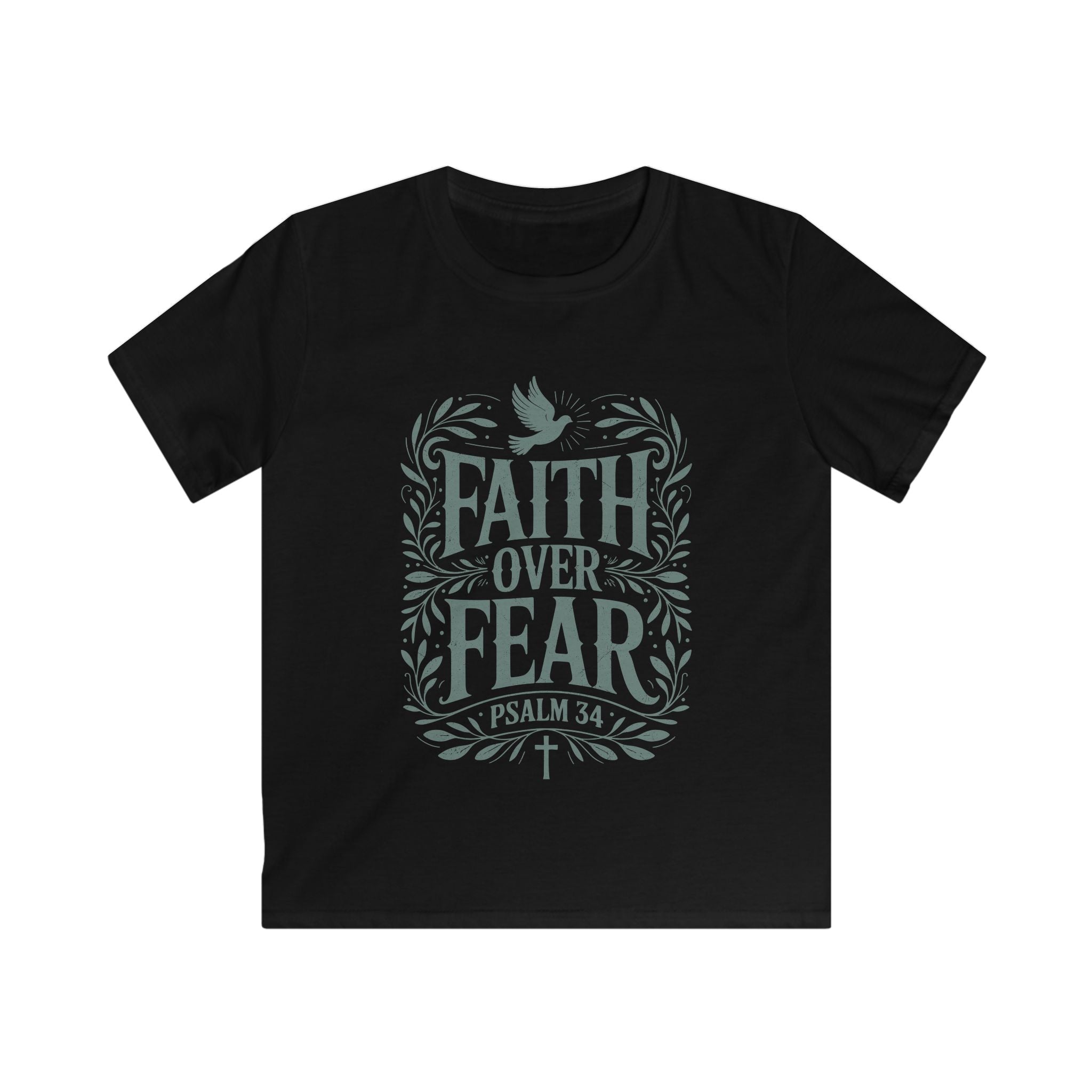Faith Over Fear Kids Tee — Psalm 34 Christian Youth T‑Shirt