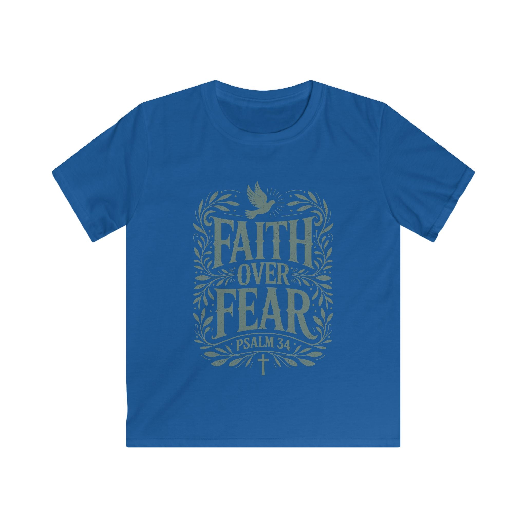 Faith Over Fear Kids Tee — Psalm 34 Christian Youth T‑Shirt