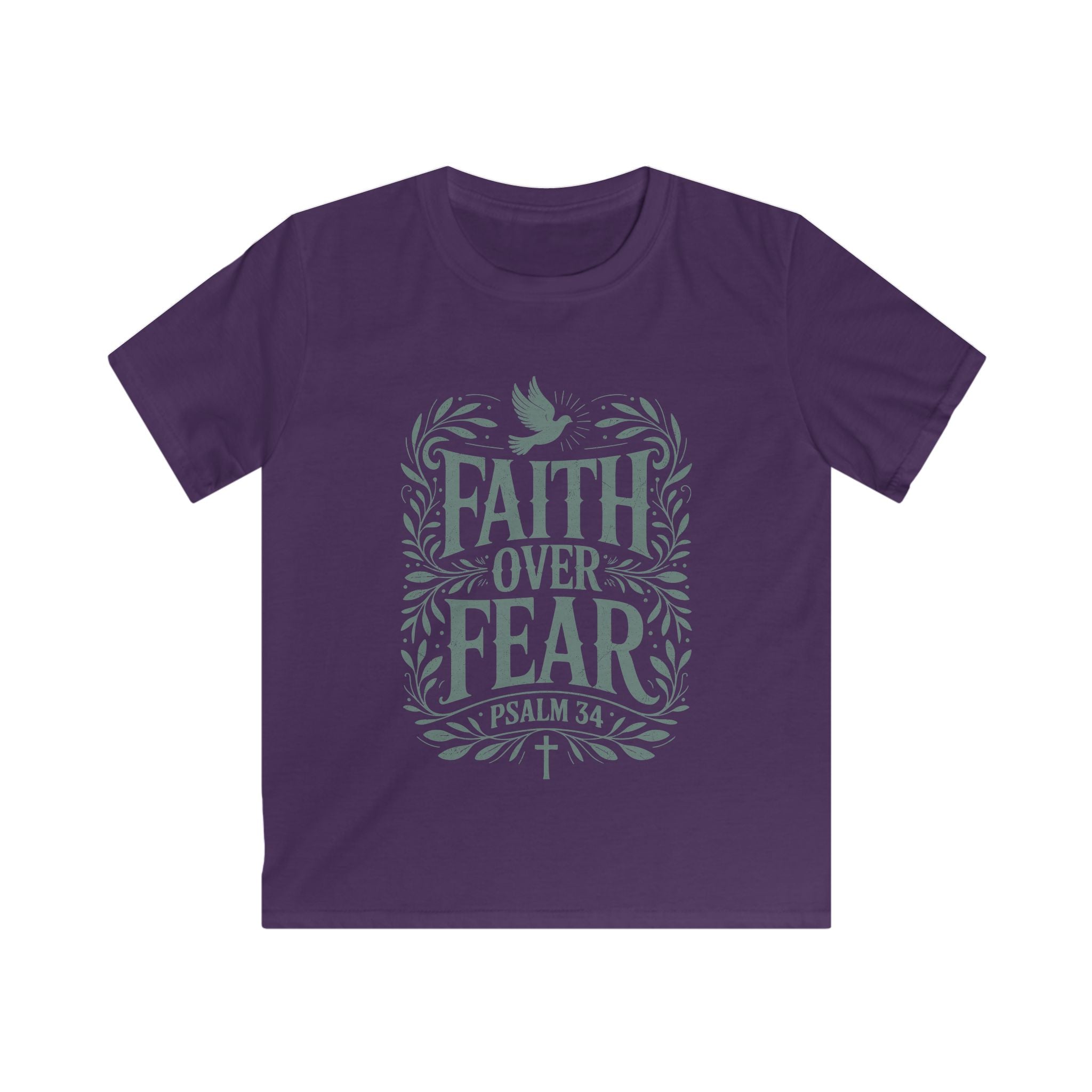 Faith Over Fear Kids Tee — Psalm 34 Christian Youth T‑Shirt