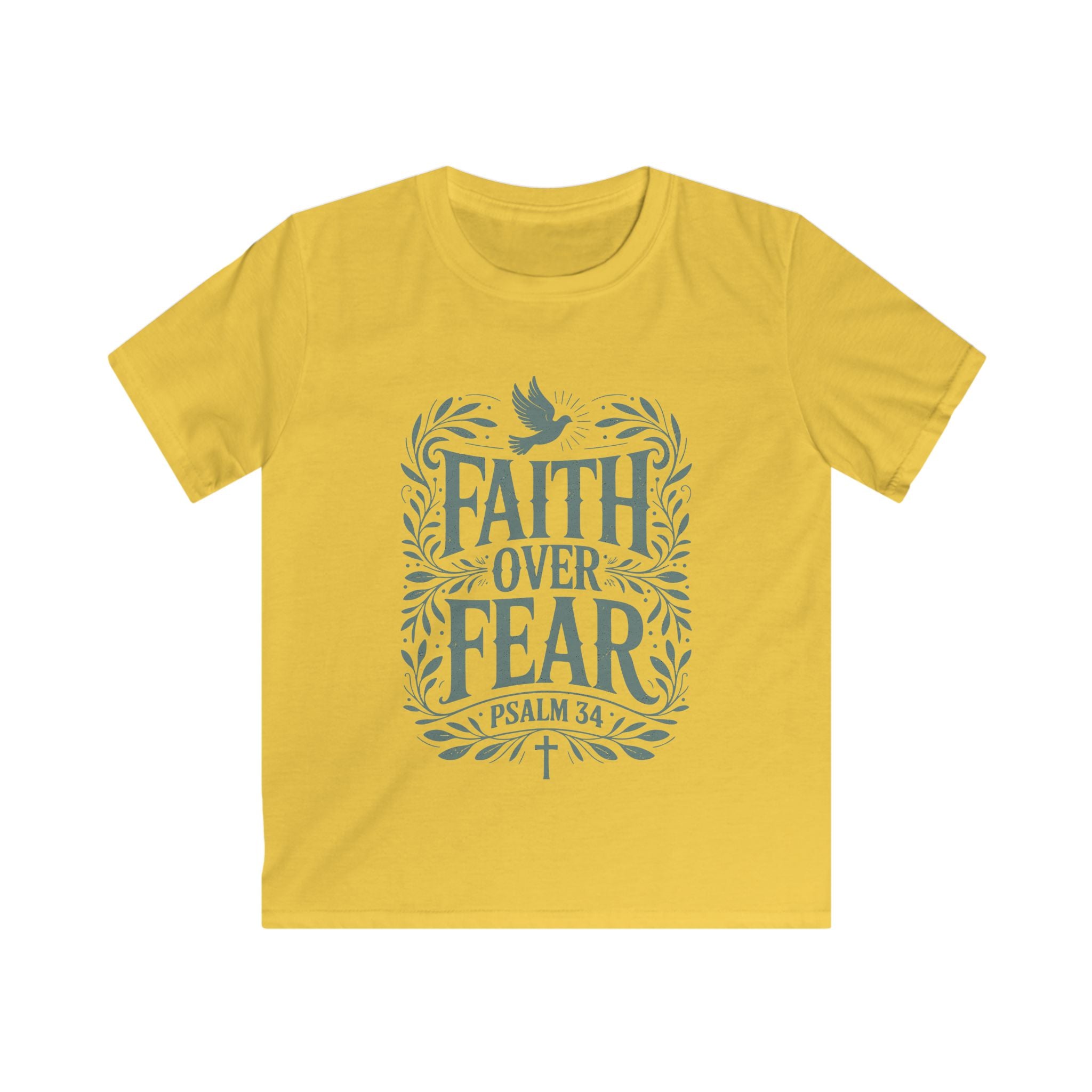 Faith Over Fear Kids Tee — Psalm 34 Christian Youth T‑Shirt