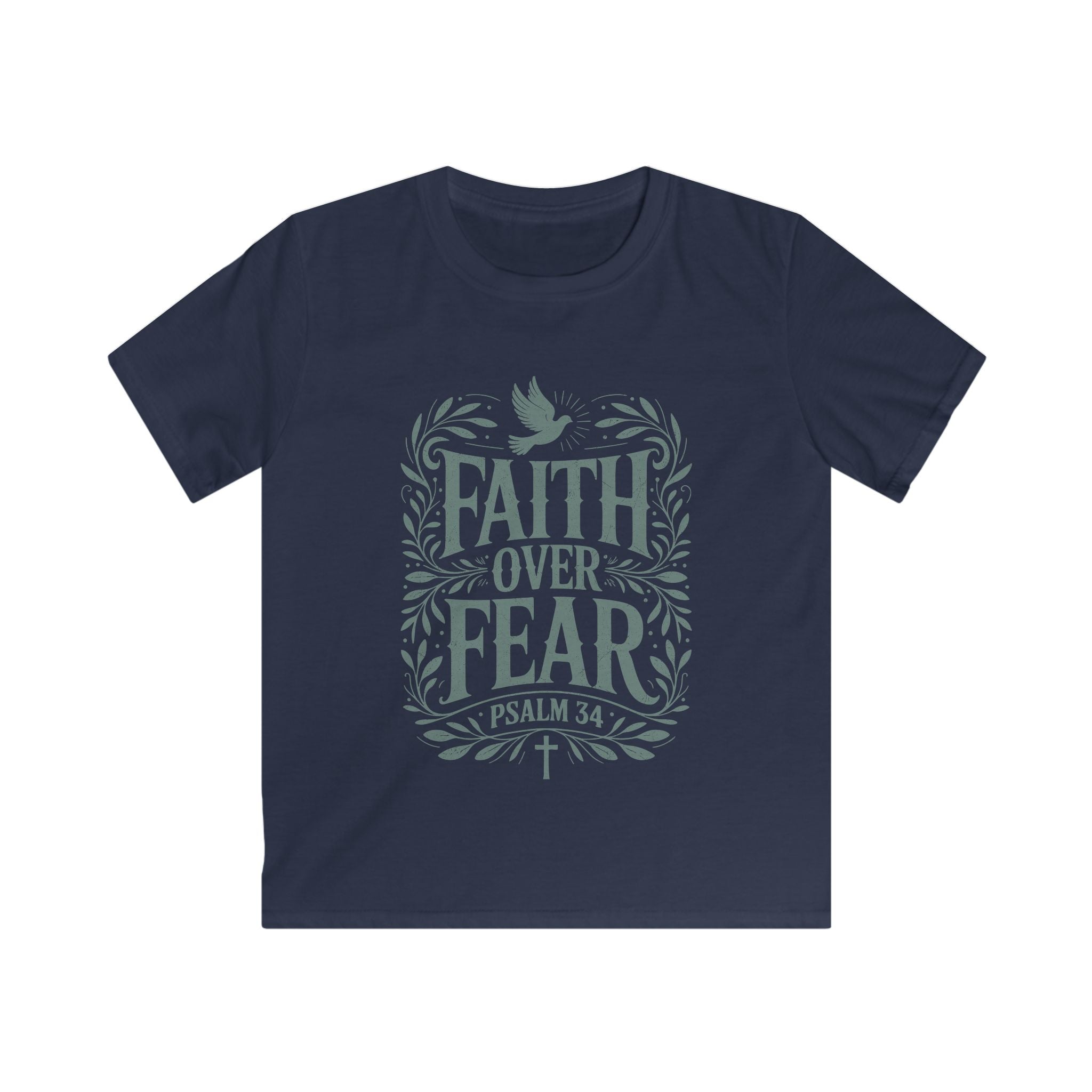 Faith Over Fear Kids Tee — Psalm 34 Christian Youth T‑Shirt