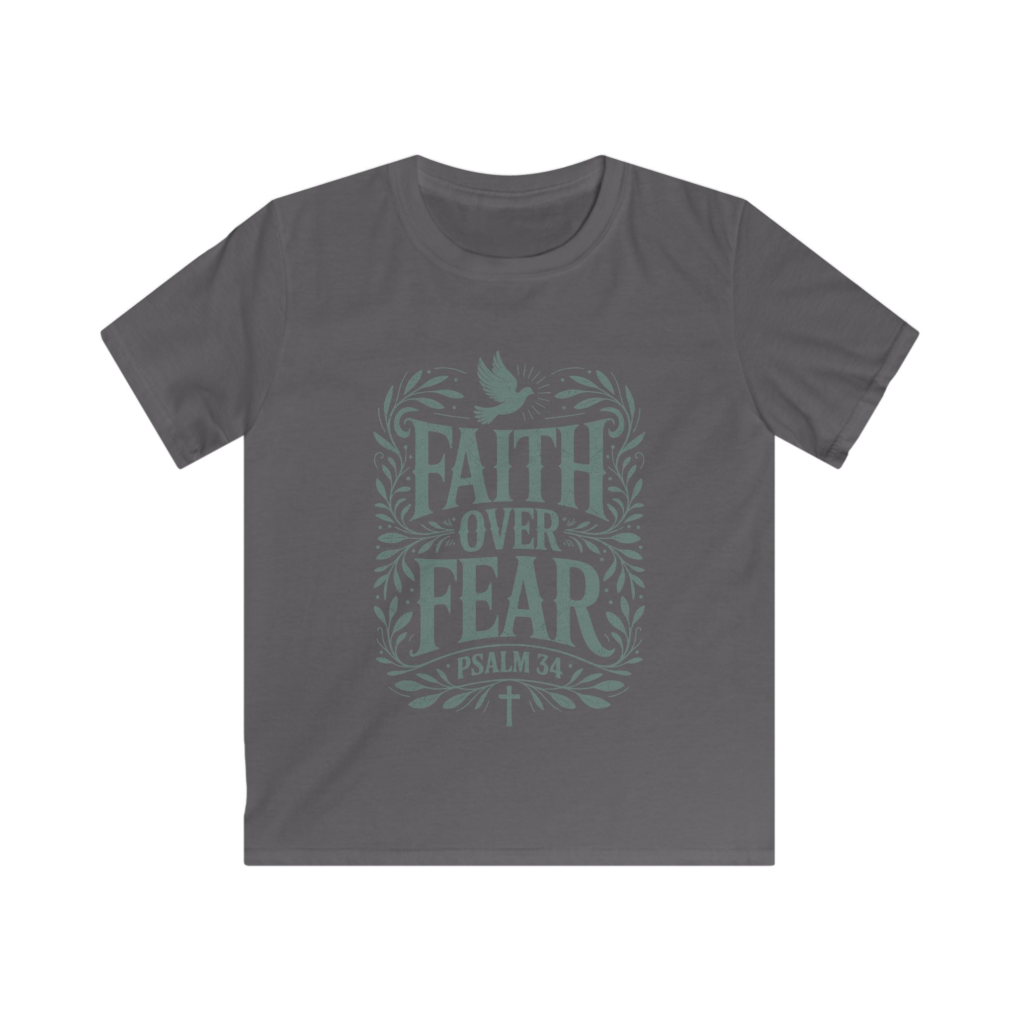 Faith Over Fear Kids Tee — Psalm 34 Christian Youth T‑Shirt