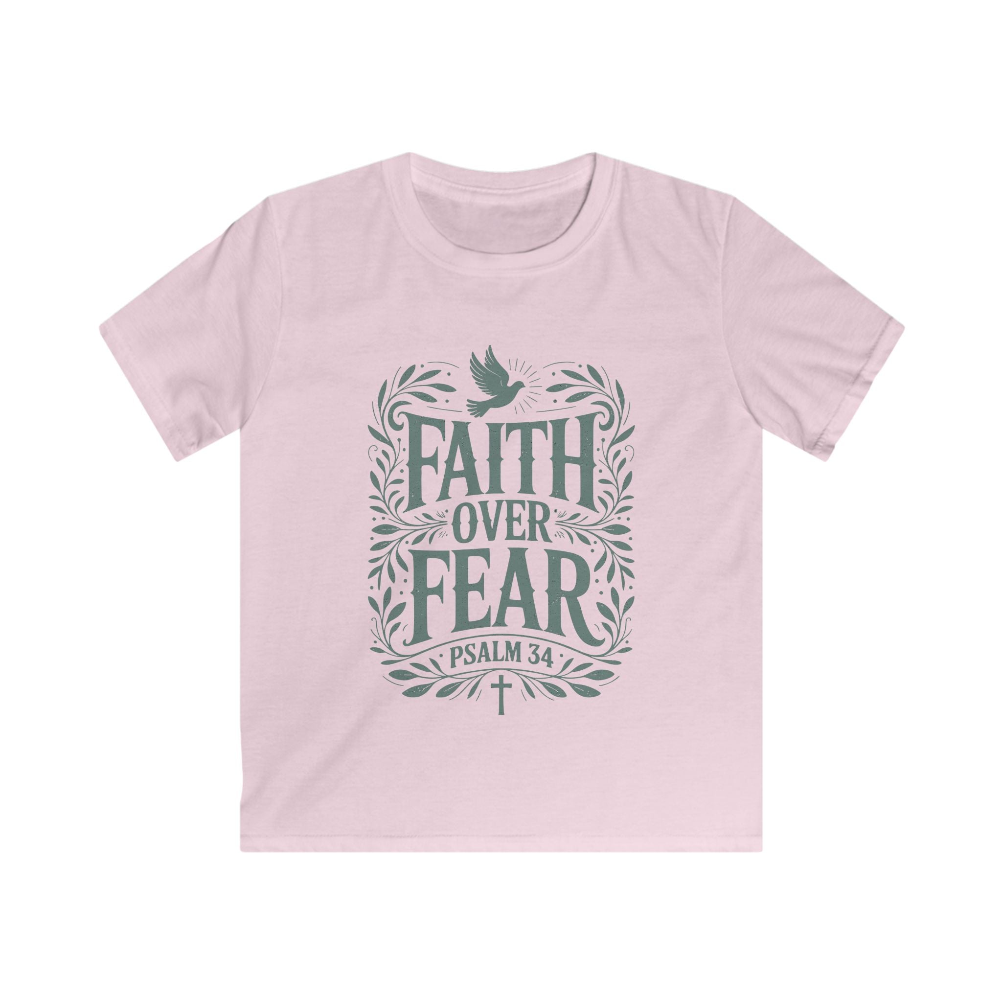 Faith Over Fear Kids Tee — Psalm 34 Christian Youth T‑Shirt