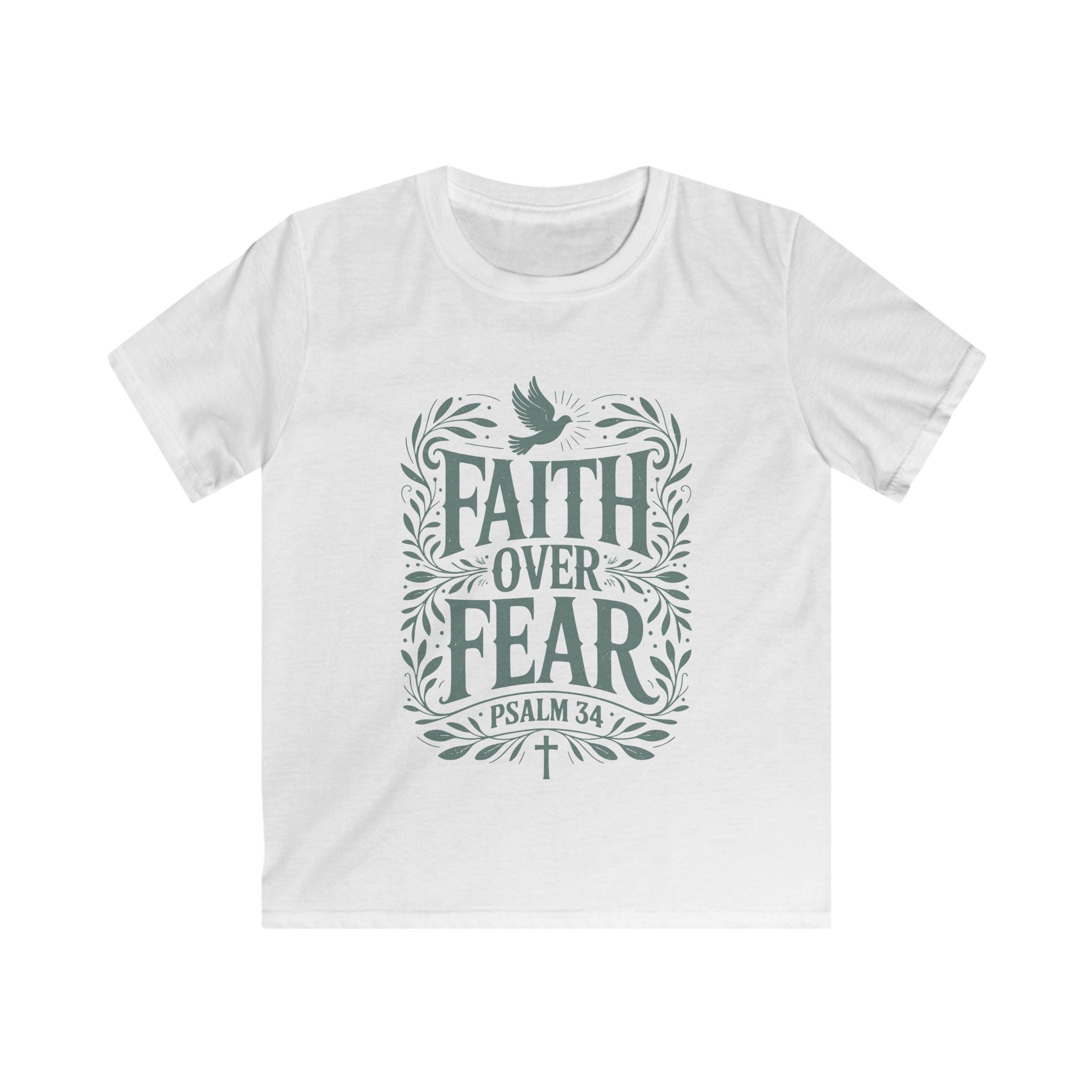 Faith Over Fear Kids Tee — Psalm 34 Christian Youth T‑Shirt