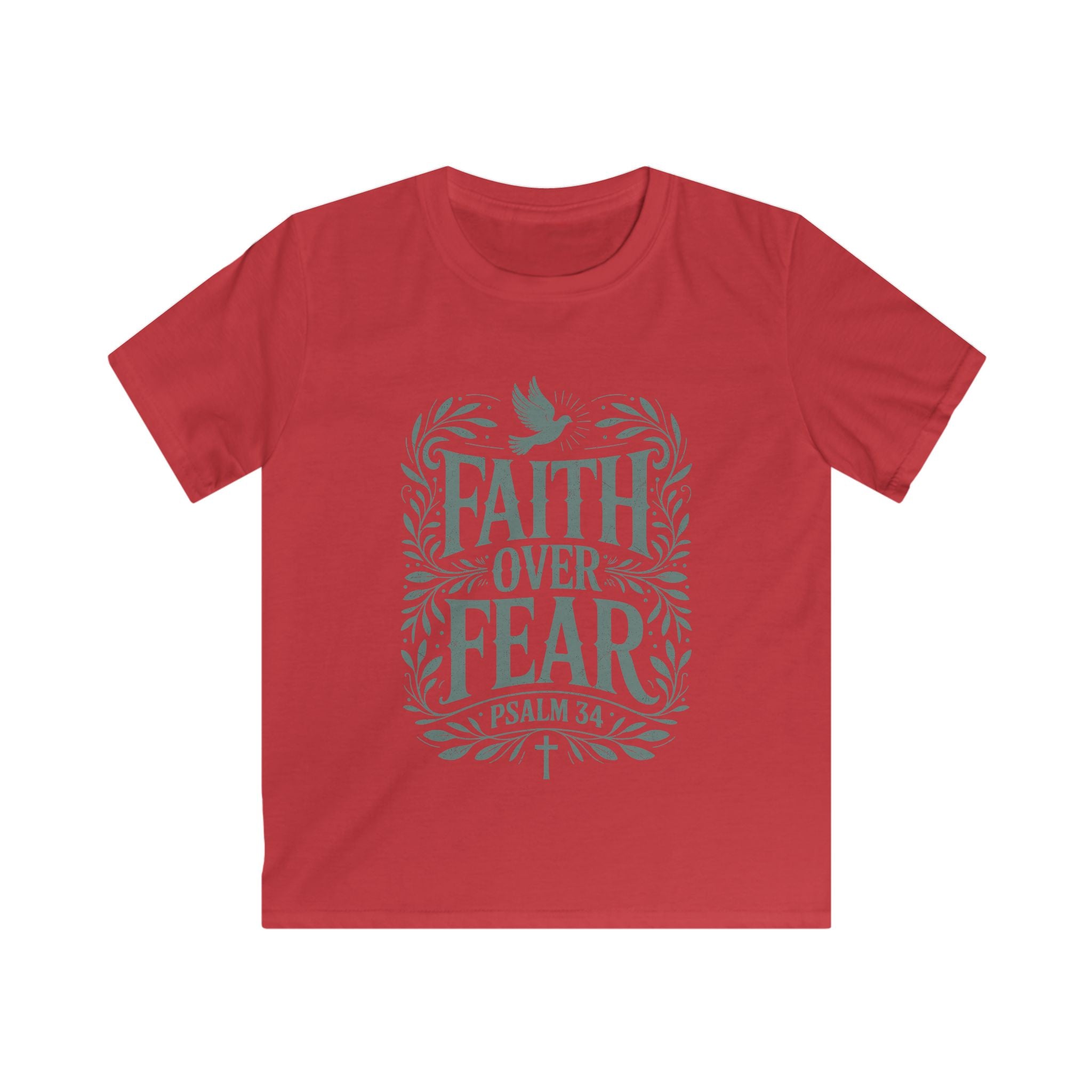 Faith Over Fear Kids Tee — Psalm 34 Christian Youth T‑Shirt
