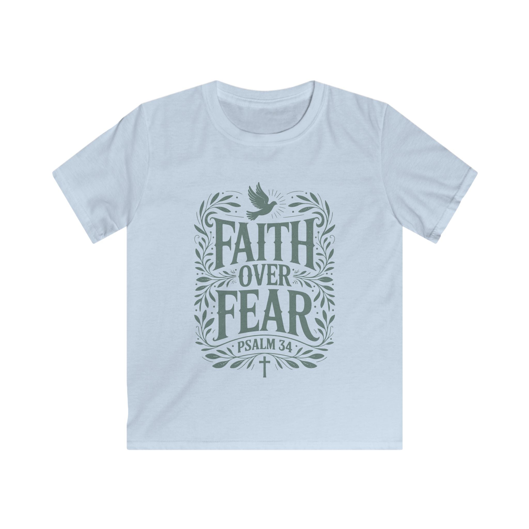 Faith Over Fear Kids Tee — Psalm 34 Christian Youth T‑Shirt