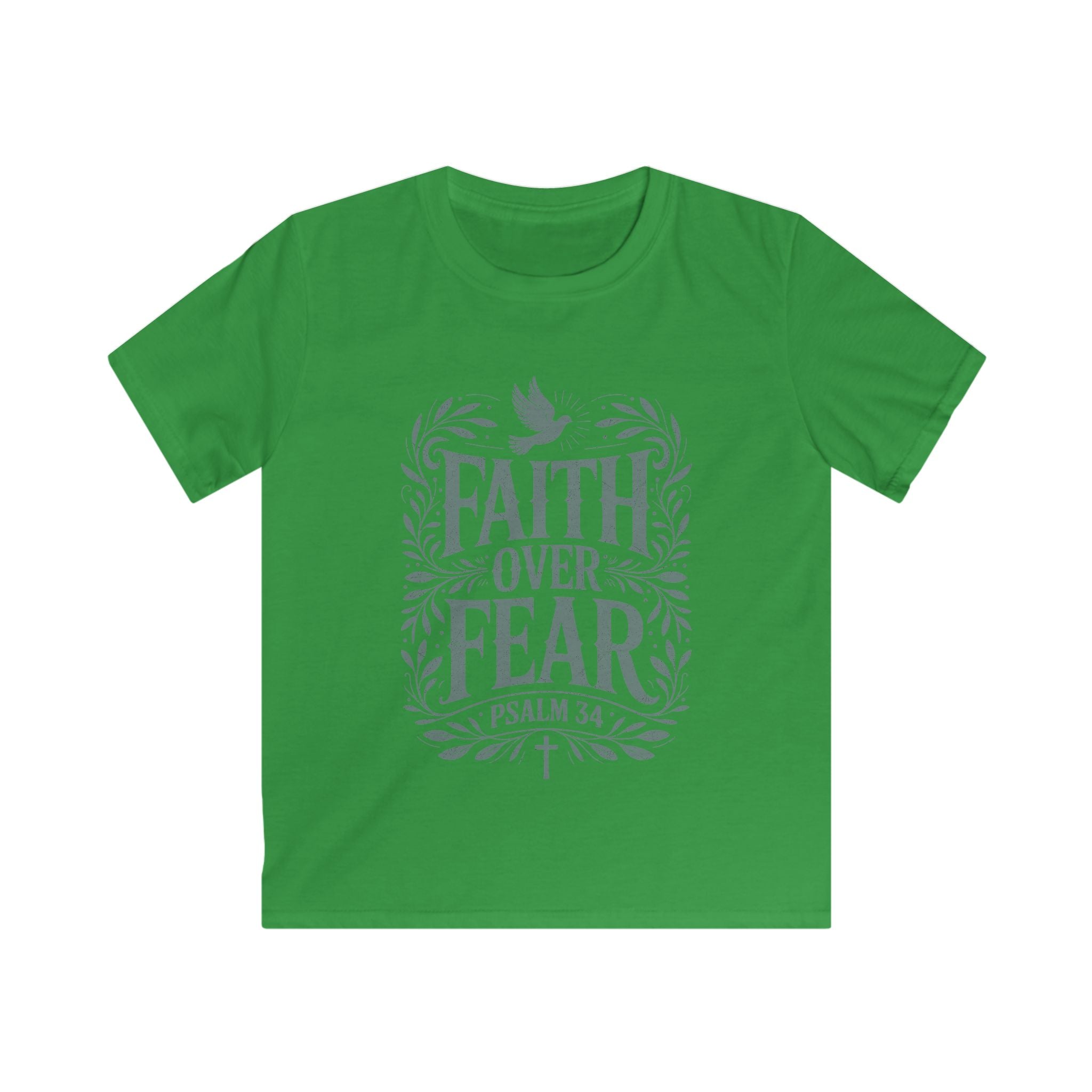 Faith Over Fear Kids Tee — Psalm 34 Christian Youth T‑Shirt