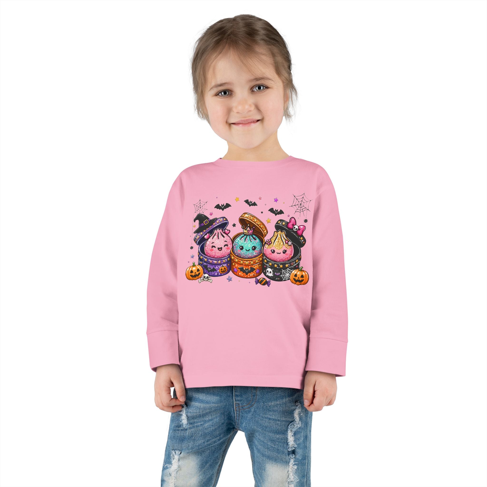 Toddler Long Sleeve Tee — Cute Halloween Cupcake Trio Costume Shirt