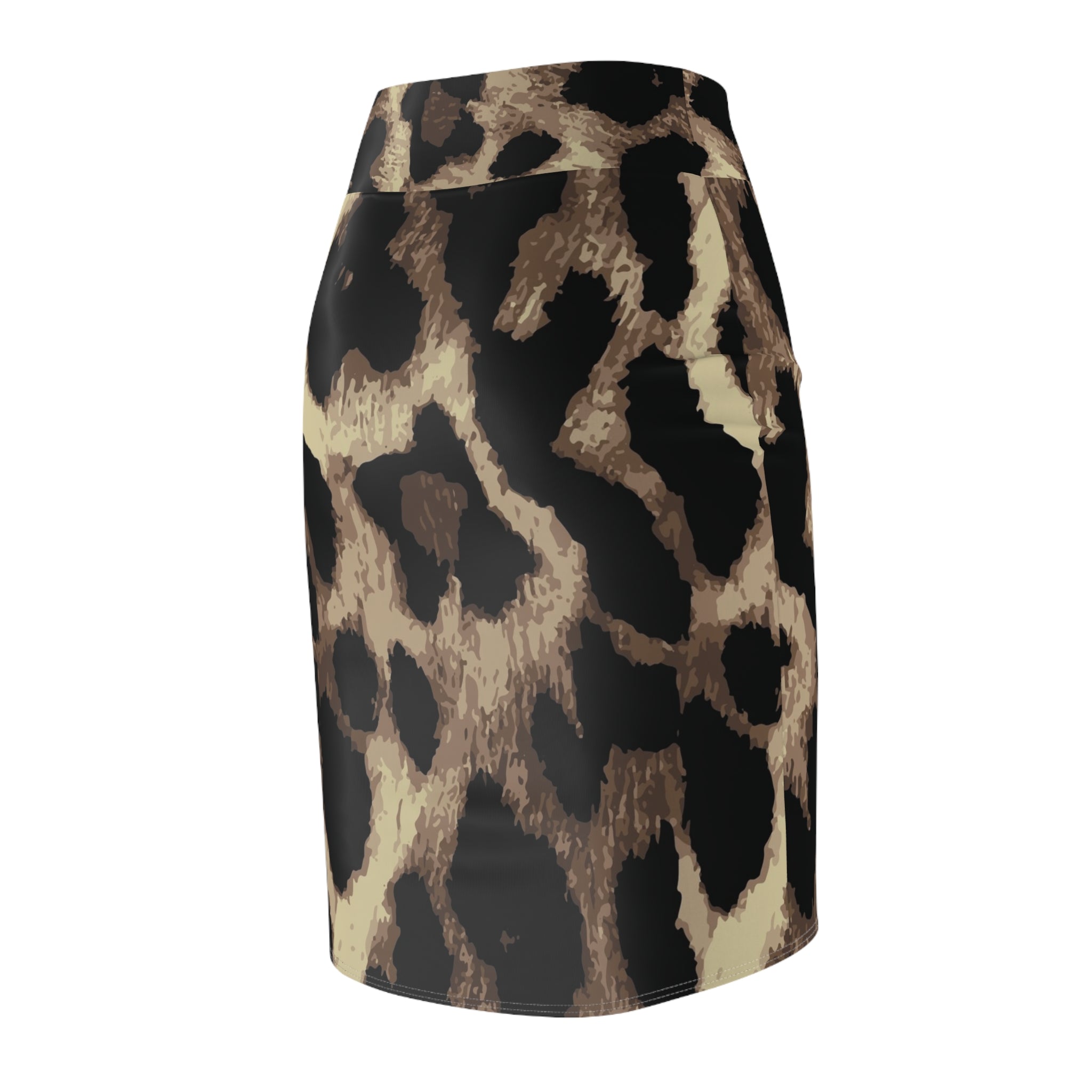 Leopard Print Pencil Skirt — Women's Animal Print High-Waist AOP