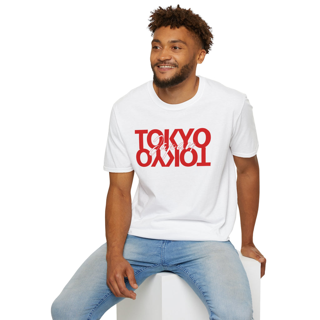 Tokyo Floral T-Shirt — Mirrored Red Logo "Tokyo" Graphic Tee
