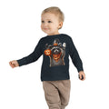 Toddler Long Sleeve Tee - Halloween Raccoon Trick-or-Treat Shirt with Witch Hat & Jack-O'-Lantern