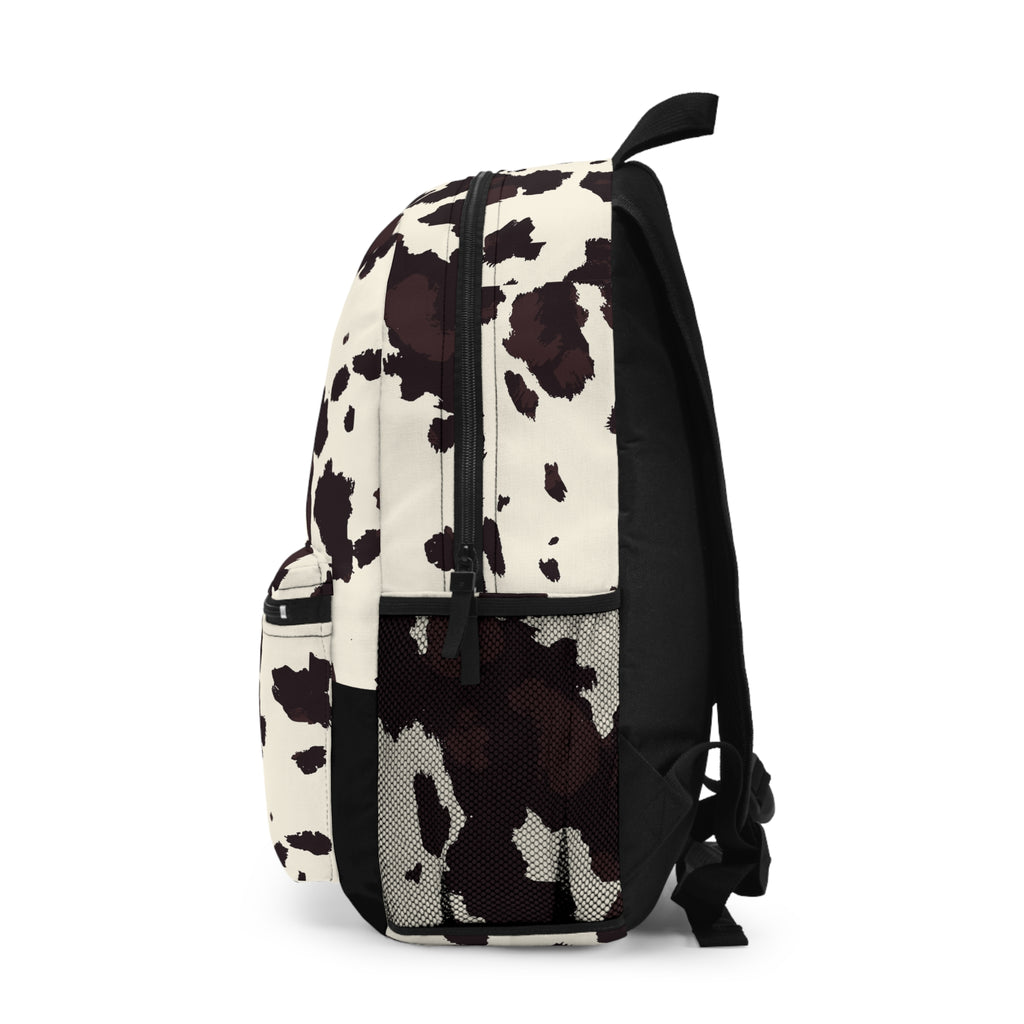 Cow Print Backpack — Trendy Black & White Animal Pattern School Bag