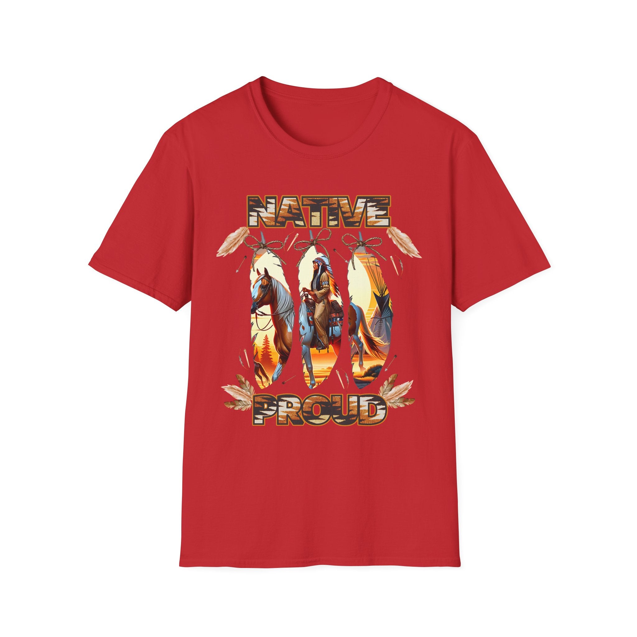 Native Proud T-Shirt — Tribal Feather Graphic Tee