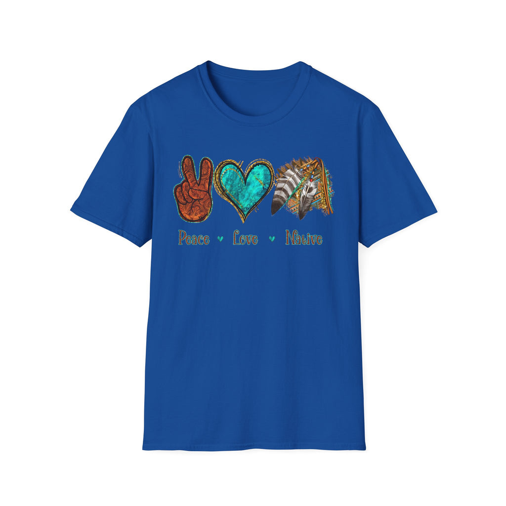 Peace Love Native T-Shirt — Boho Tribal Teal Heart Graphic Tee