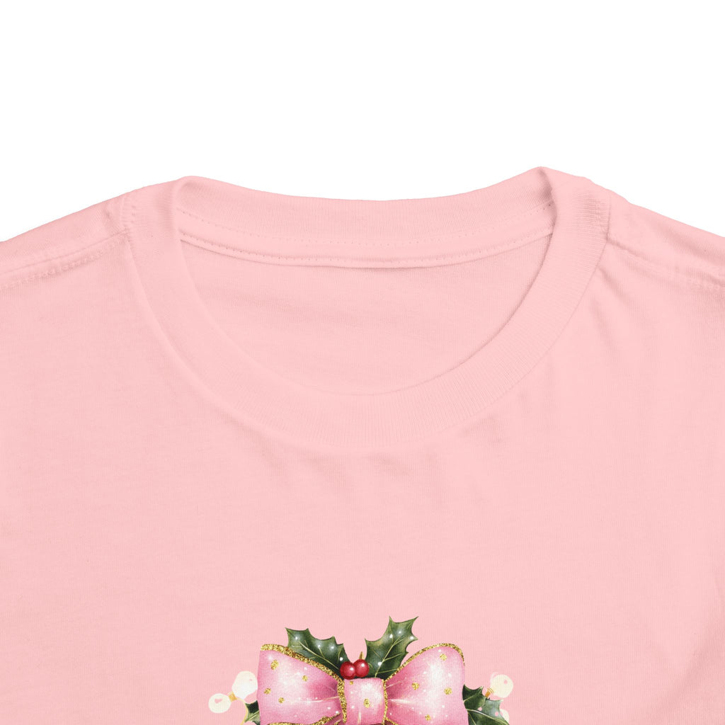 Toddler Christmas Tree Tee — Pink Bow Holiday Shirt