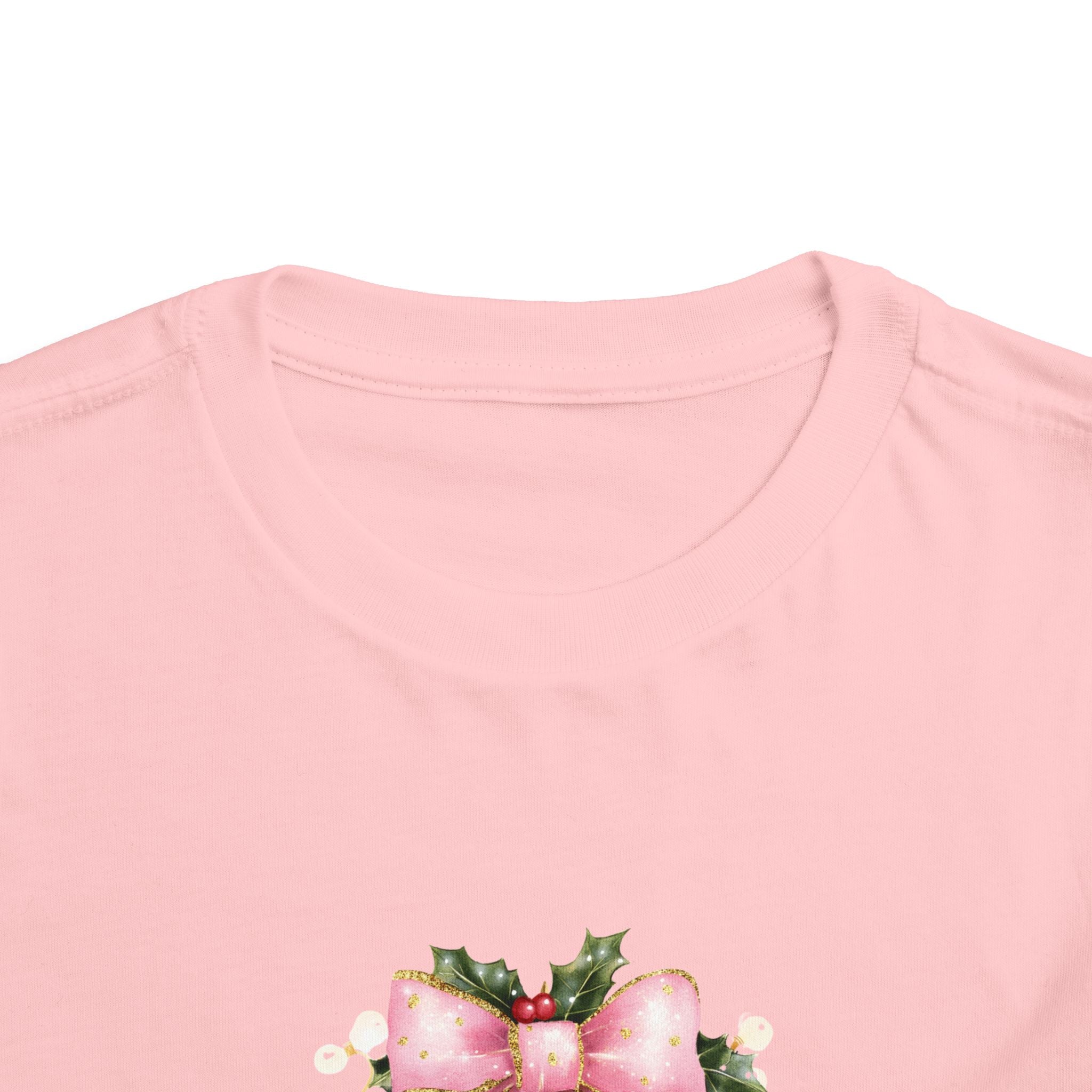 Toddler Christmas Tree Tee — Pink Bow Holiday Shirt