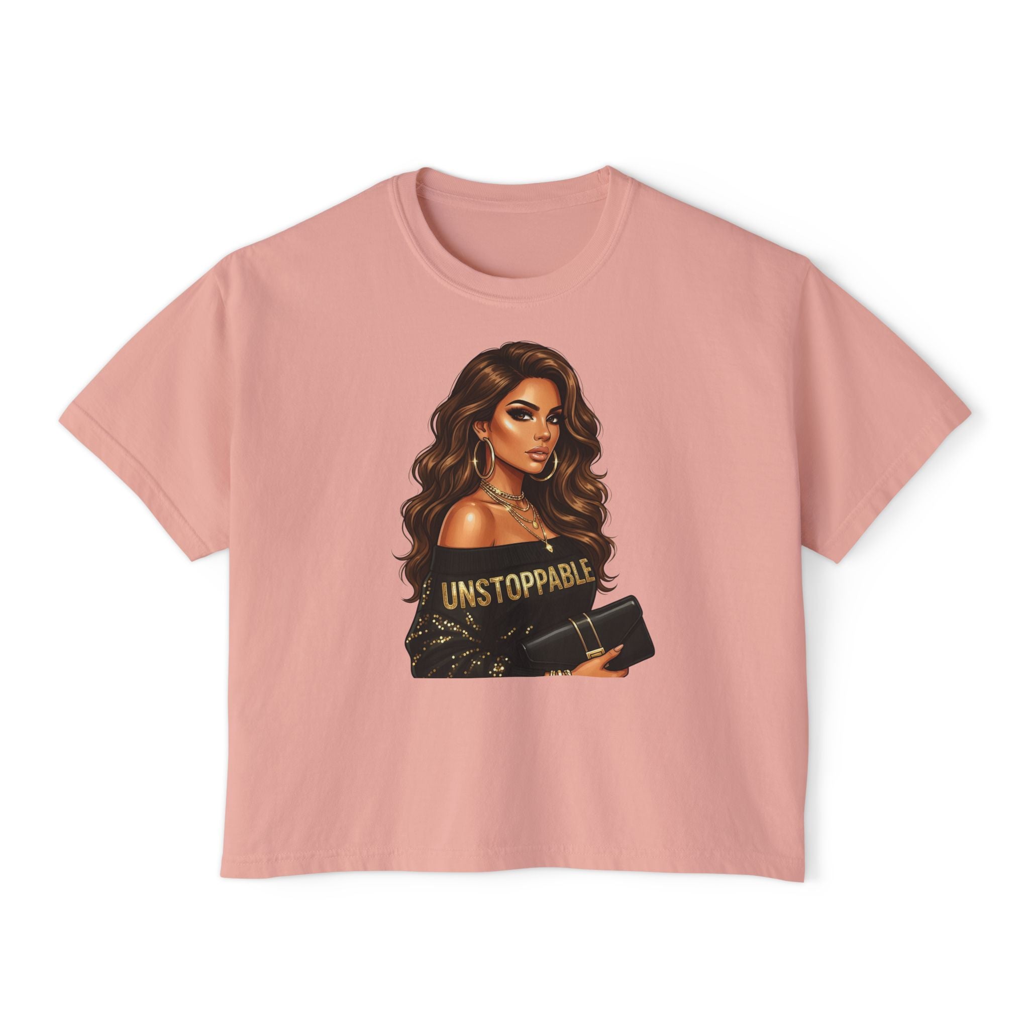 Unstoppable Woman Boxy Tee — Empowerment Graphic Crop Top