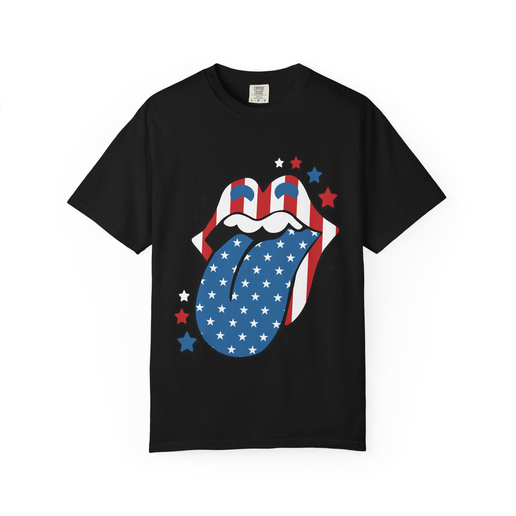 American Flag Rock Tongue T-Shirt