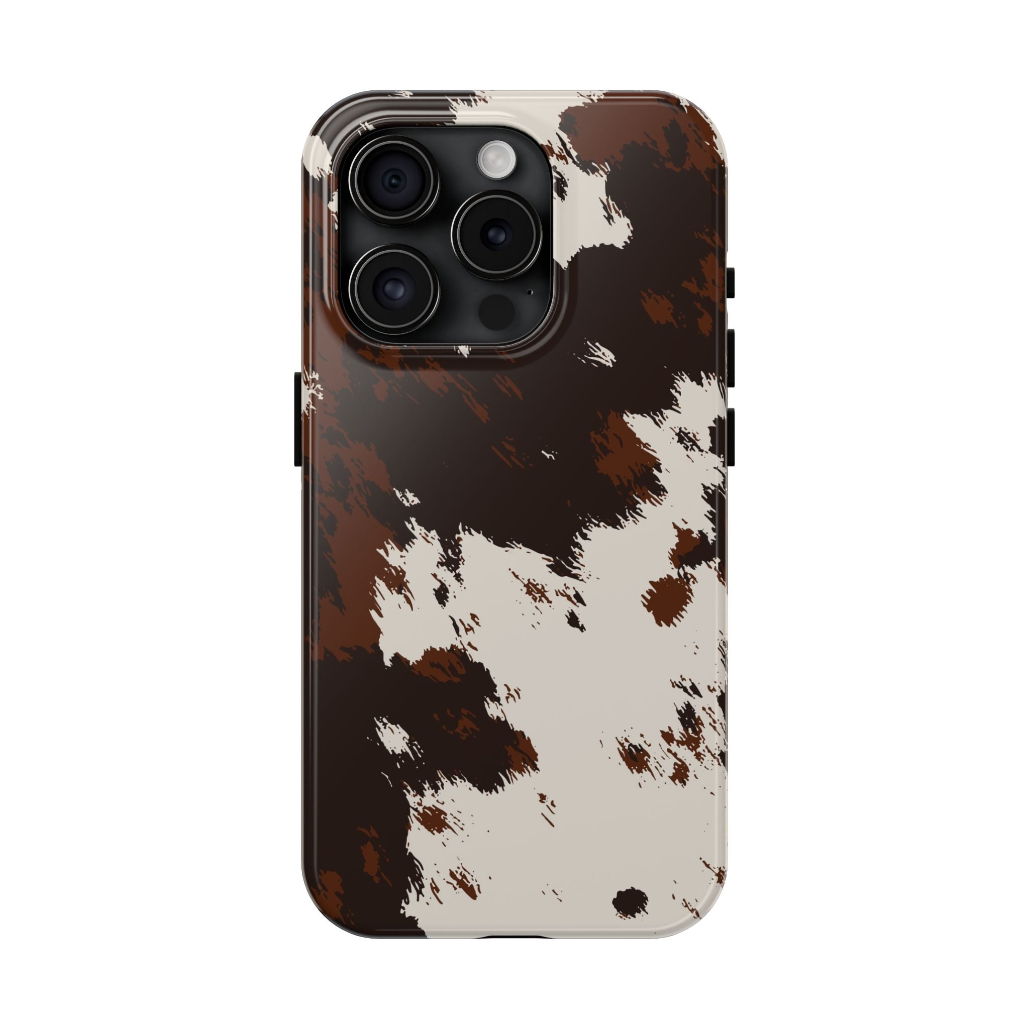 Cowhide Print Tough Phone Case — Brown & White Western Rugged Protection
