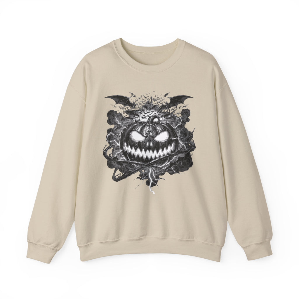 Halloween Pumpkin Crewneck Sweatshirt — Spooky Jack-o'-Lantern Graphic
