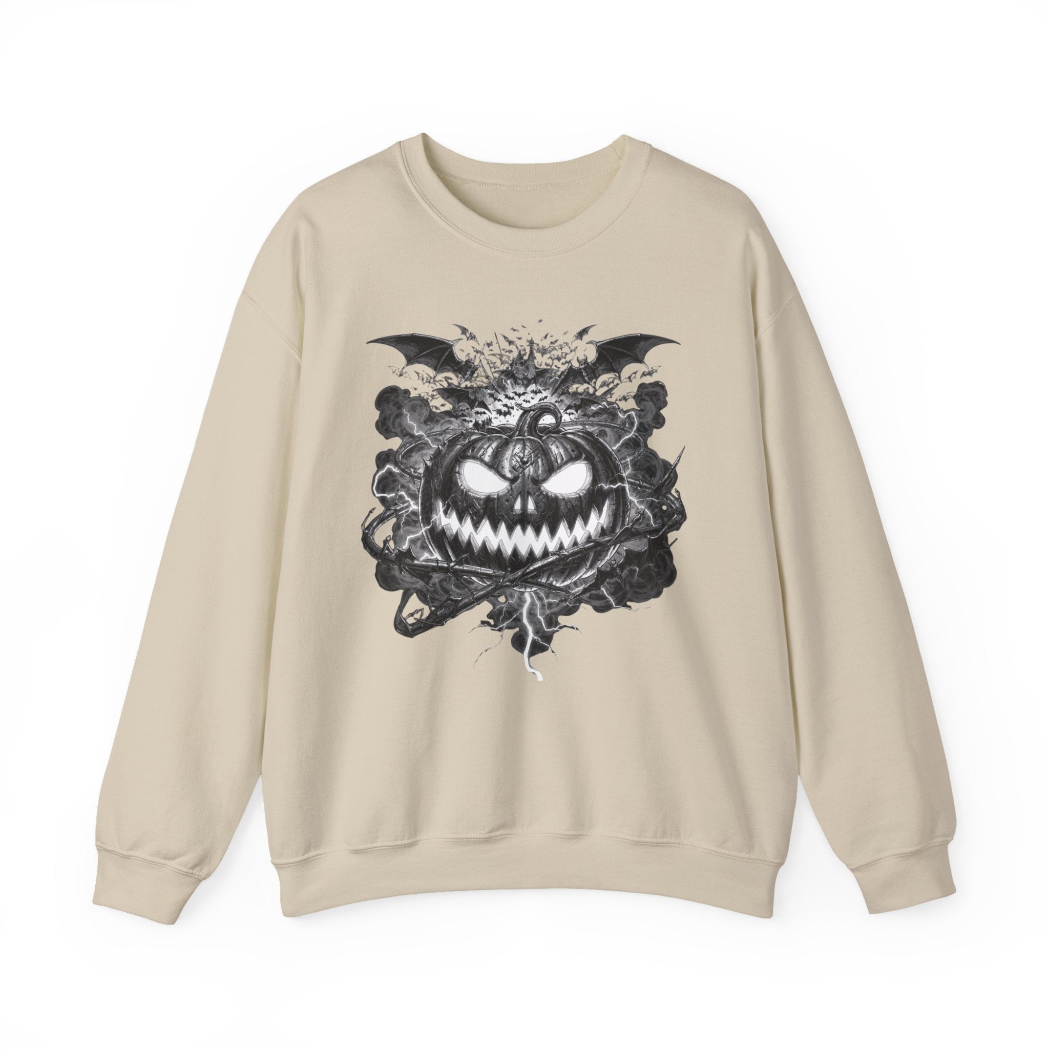 Halloween Pumpkin Crewneck Sweatshirt — Spooky Jack-o'-Lantern Graphic