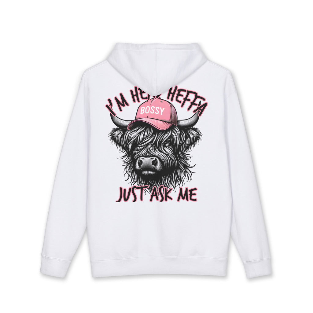 Bossy Heffa Hoodie — "I’m Her Heffa Just Ask Me" Highland Cow Pullover